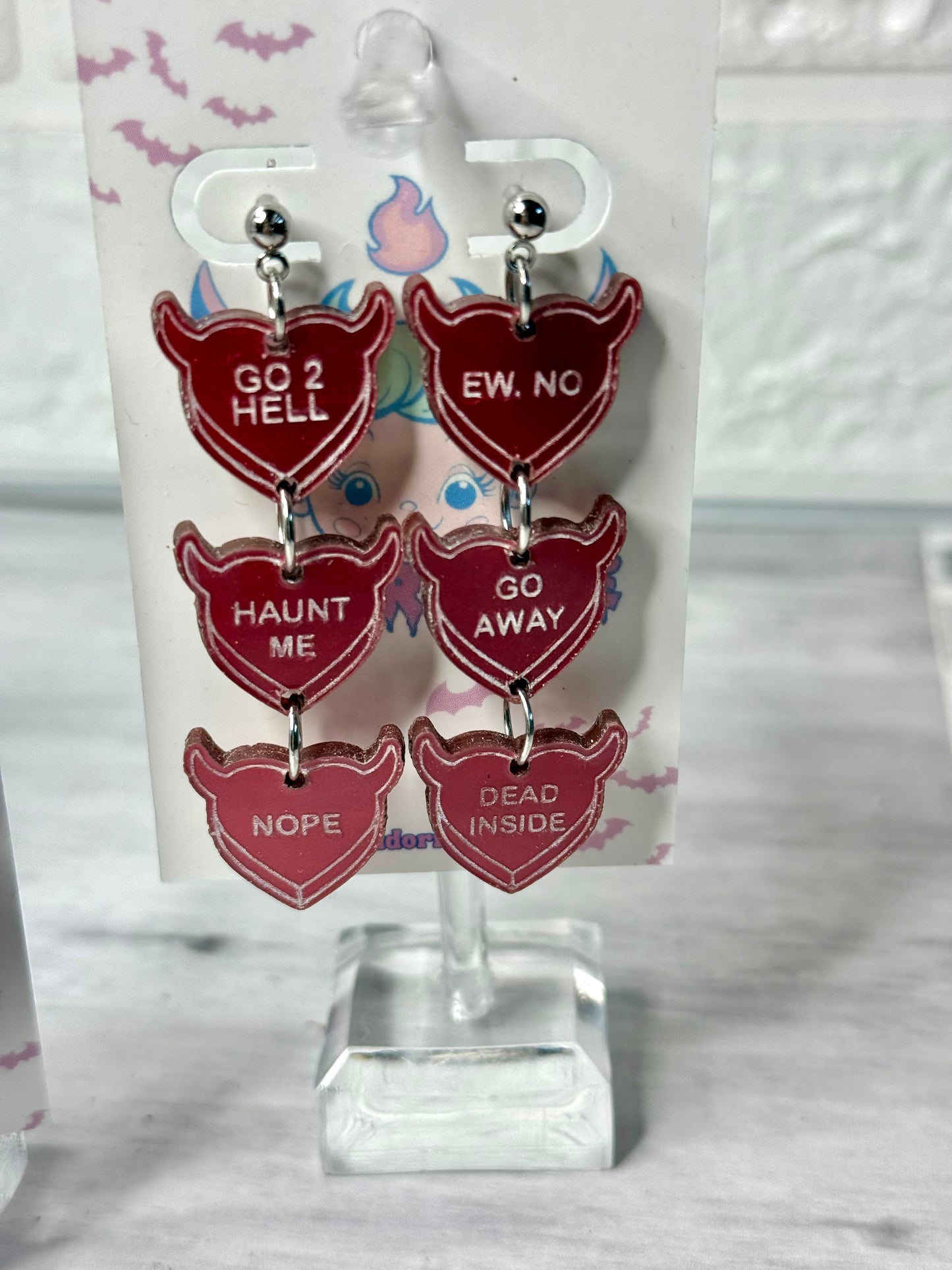 Devilish Conversation Heart Earrings