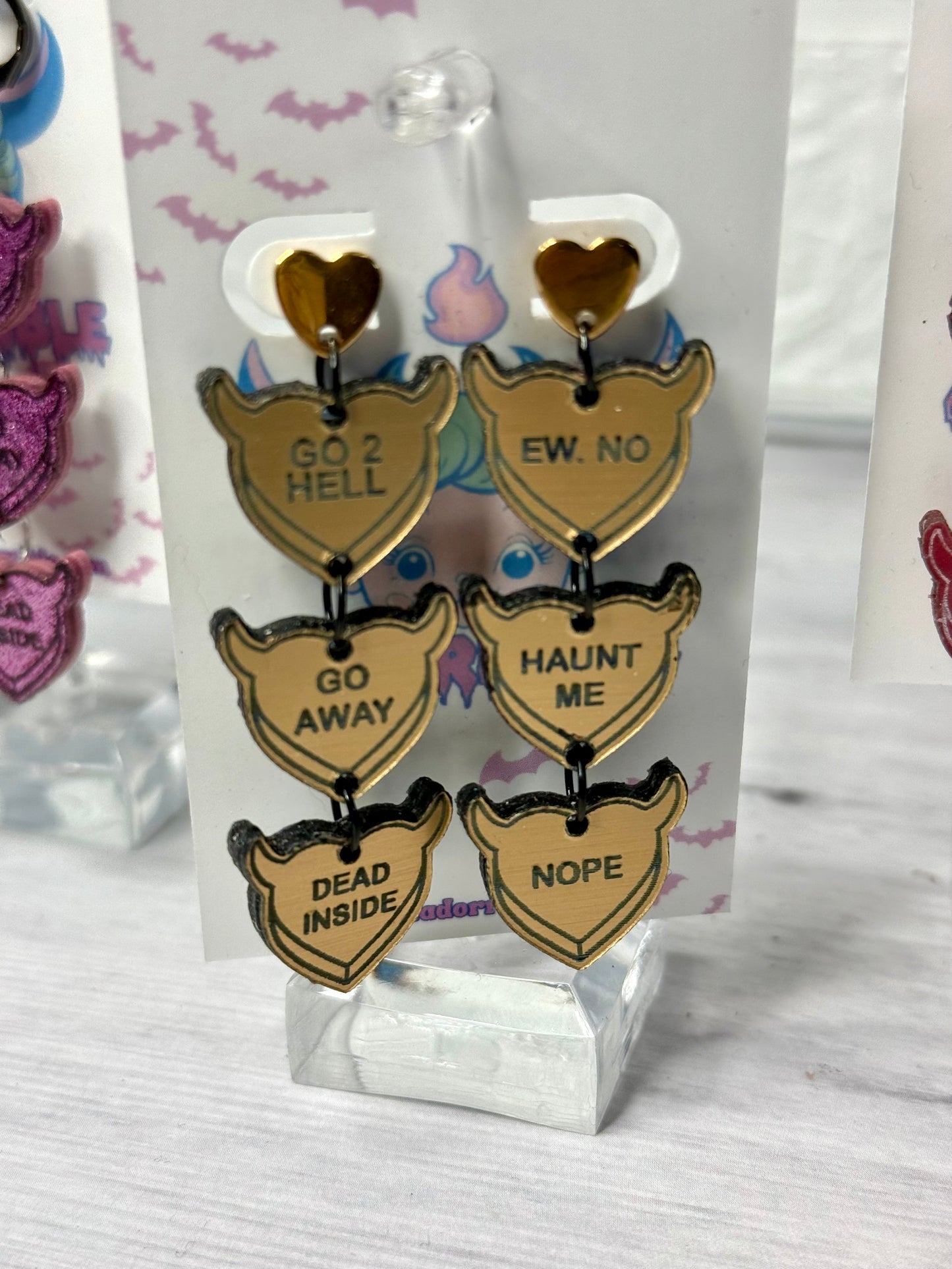 Devilish Conversation Heart Earrings