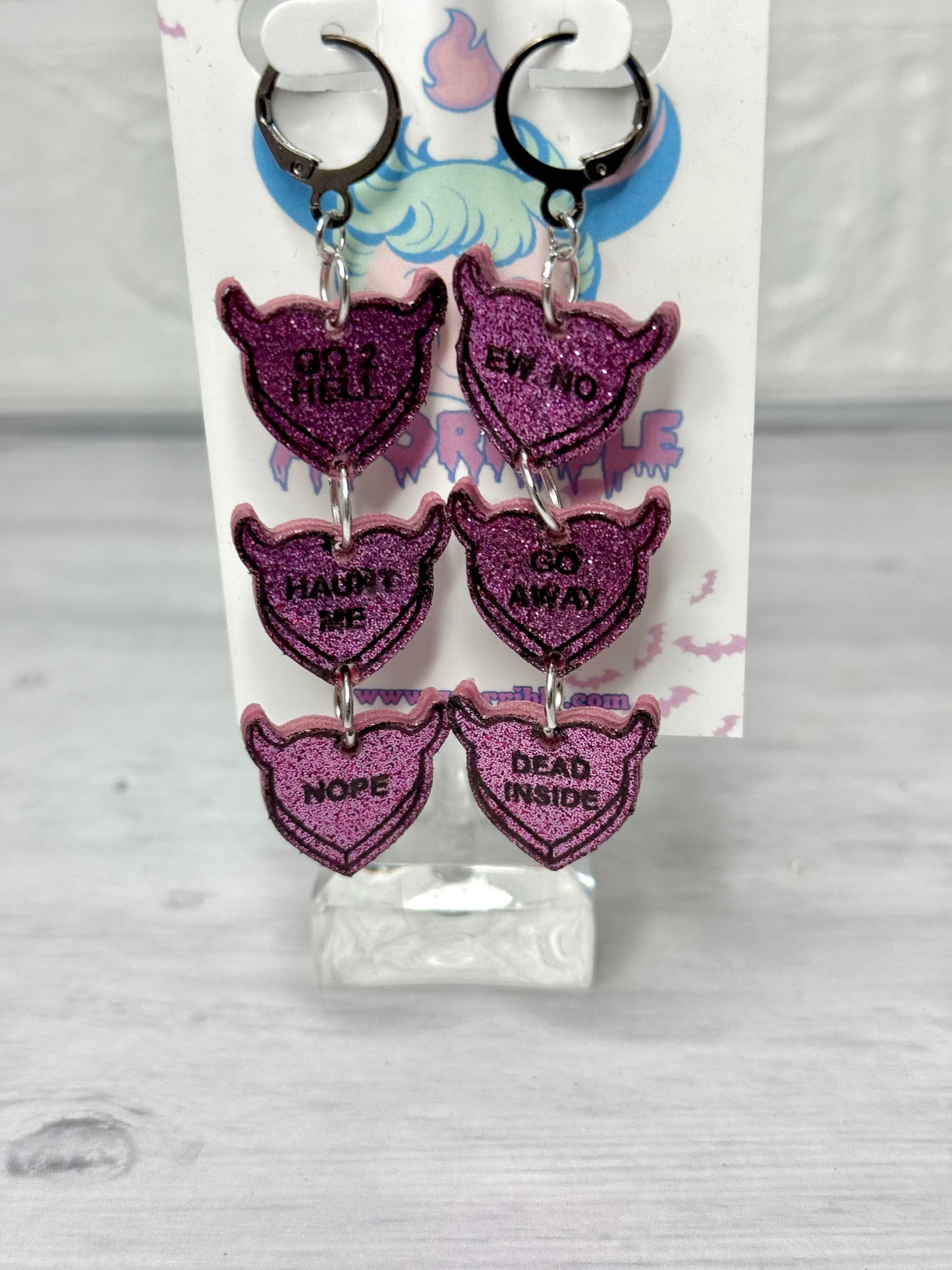 Devilish Conversation Heart Earrings