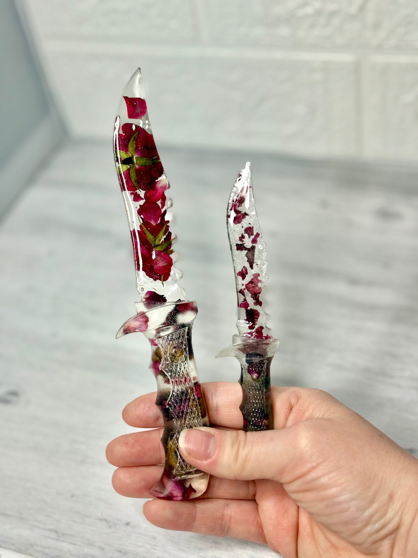Clear Petal Bud Resin Fake Dagger