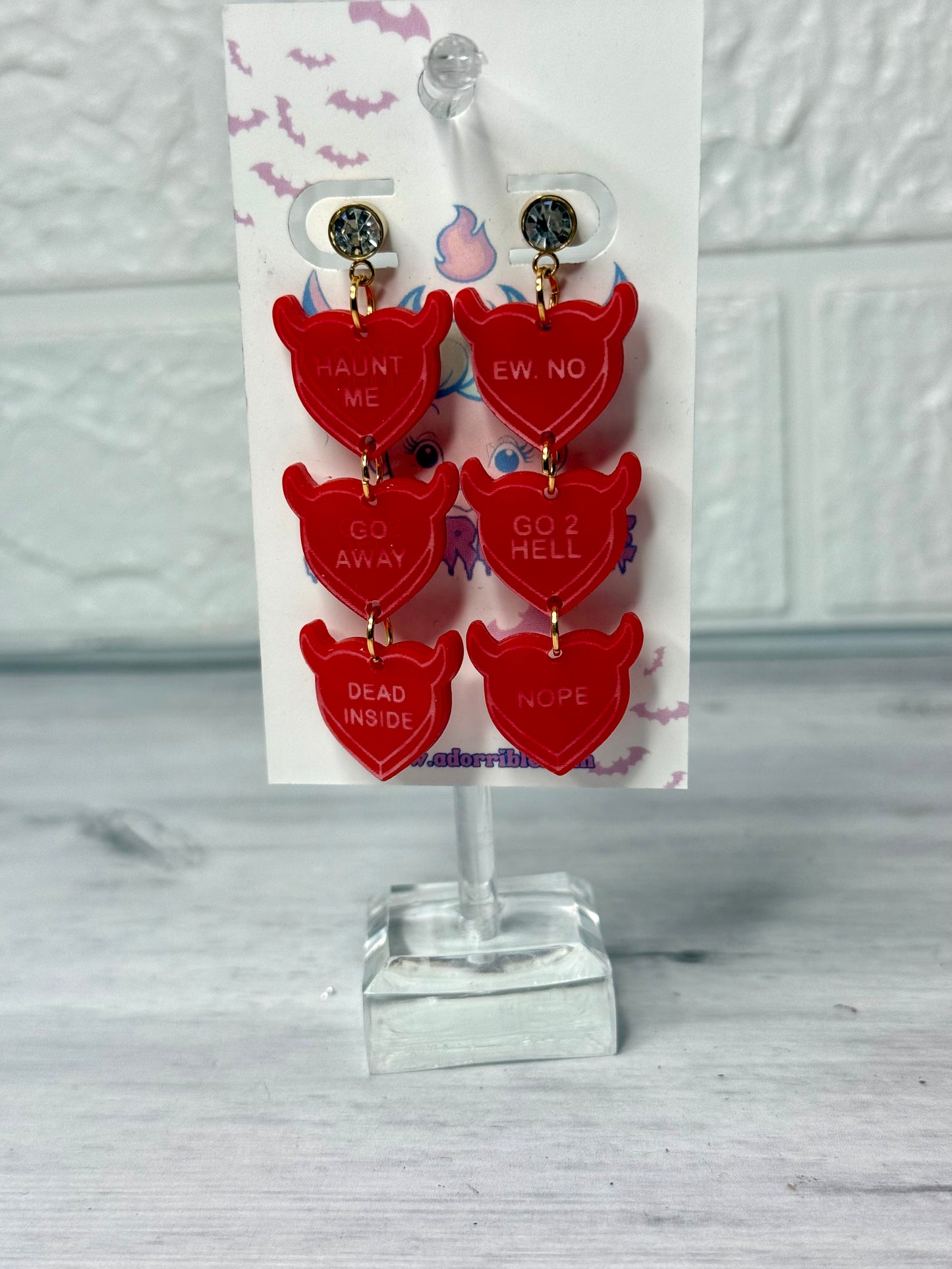 Devilish Conversation Heart Earrings