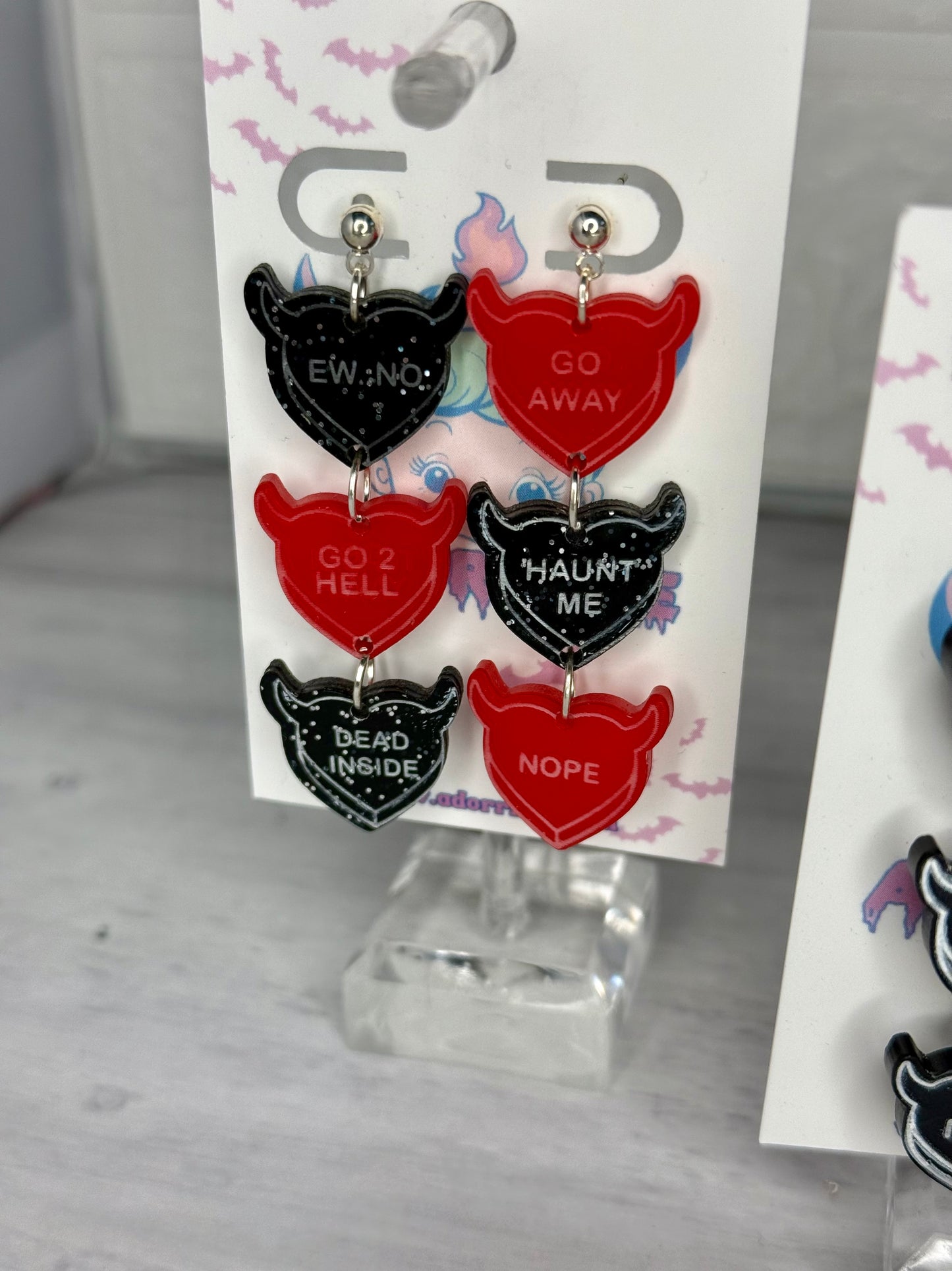 Devilish Conversation Heart Earrings