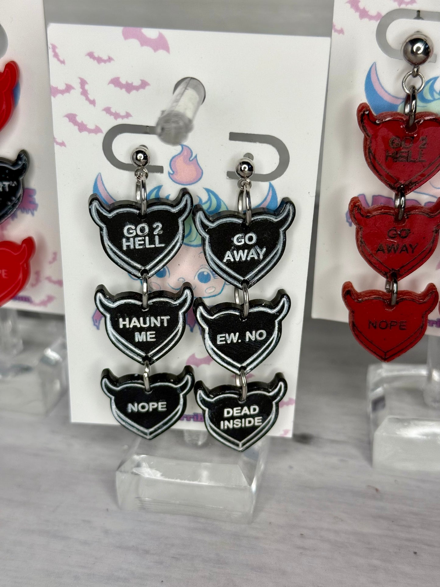 Devilish Conversation Heart Earrings