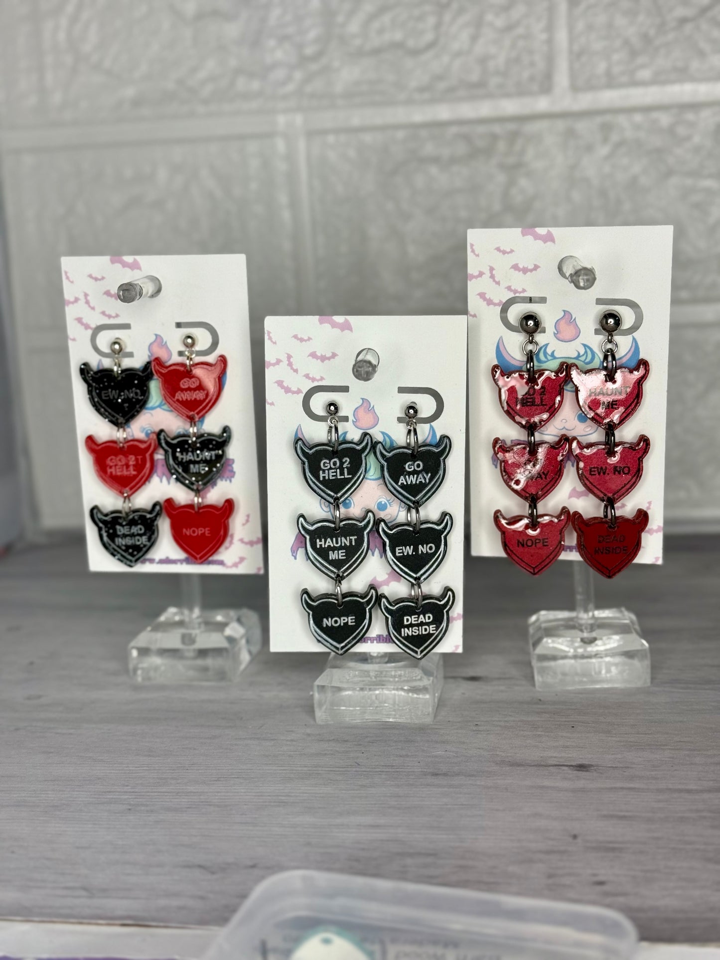 Devilish Conversation Heart Earrings