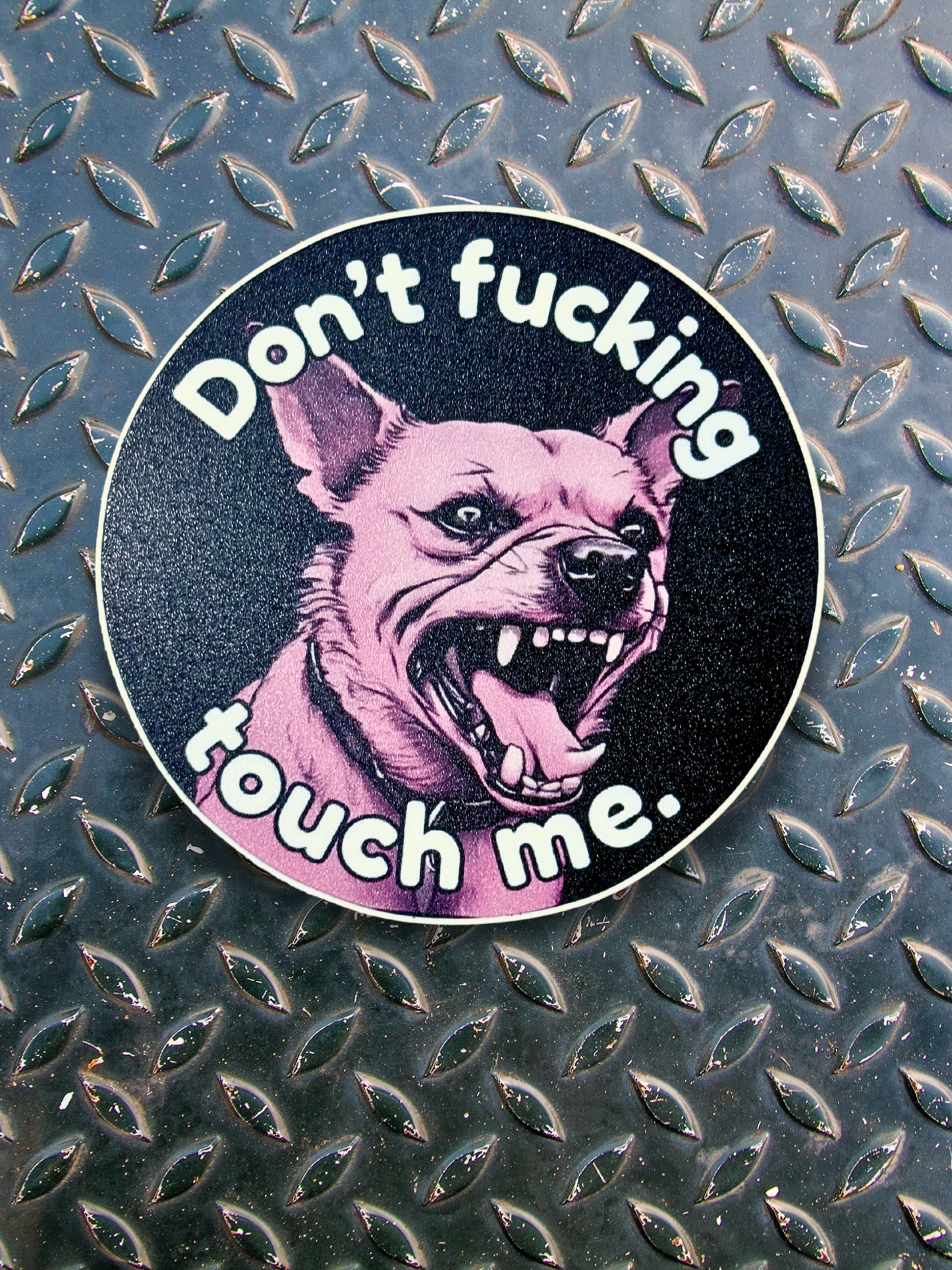 Don’t Touch Mean Puppy Matte Round Sticker