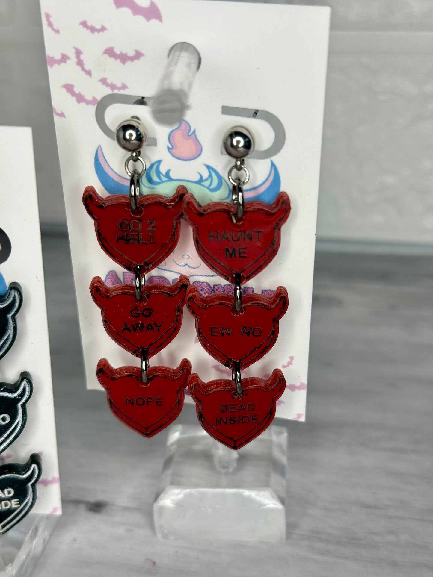 Devilish Conversation Heart Earrings