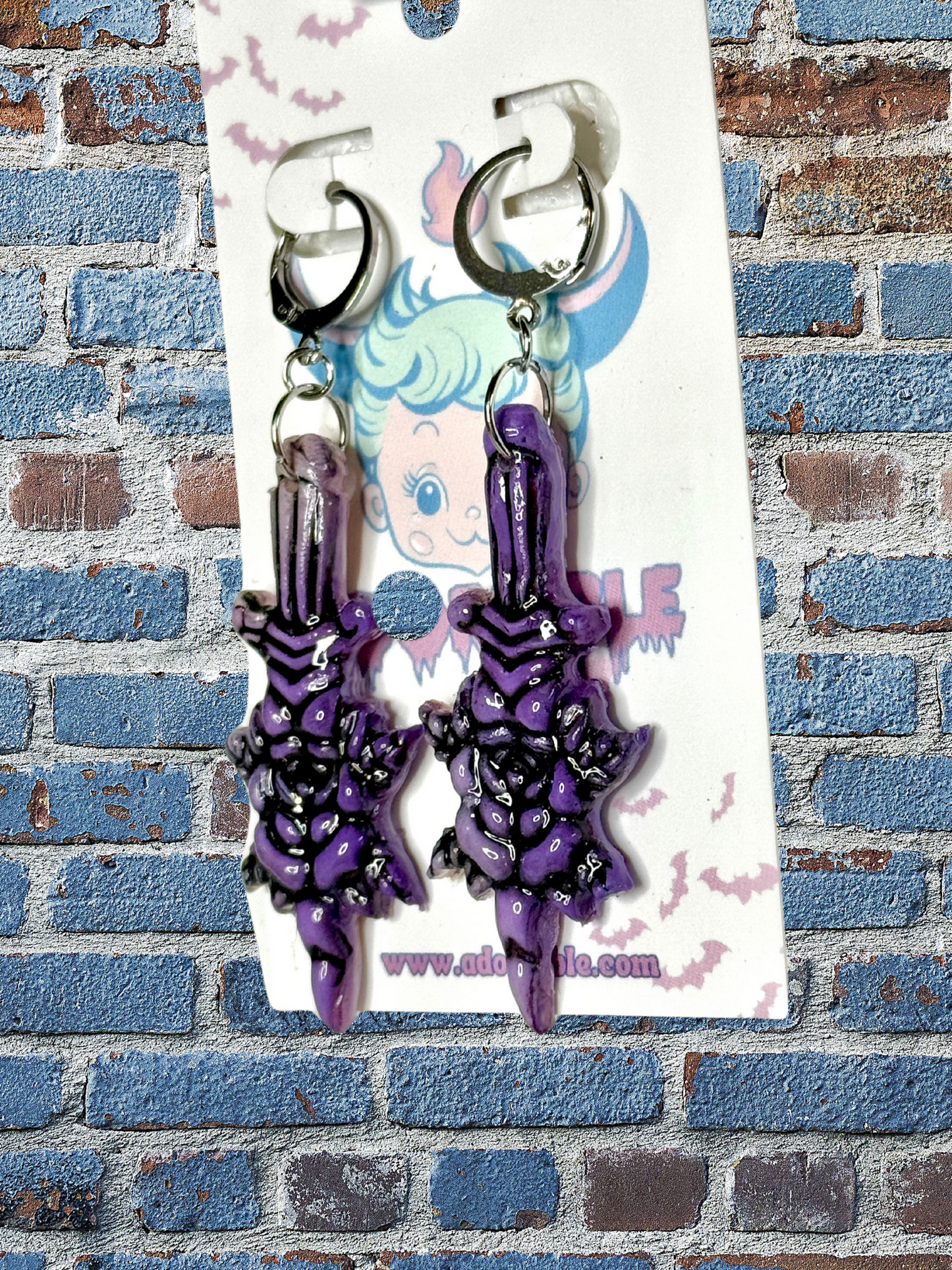 Rose Dagger Traditional Tattoo Inspired Polymer Clay Earrings