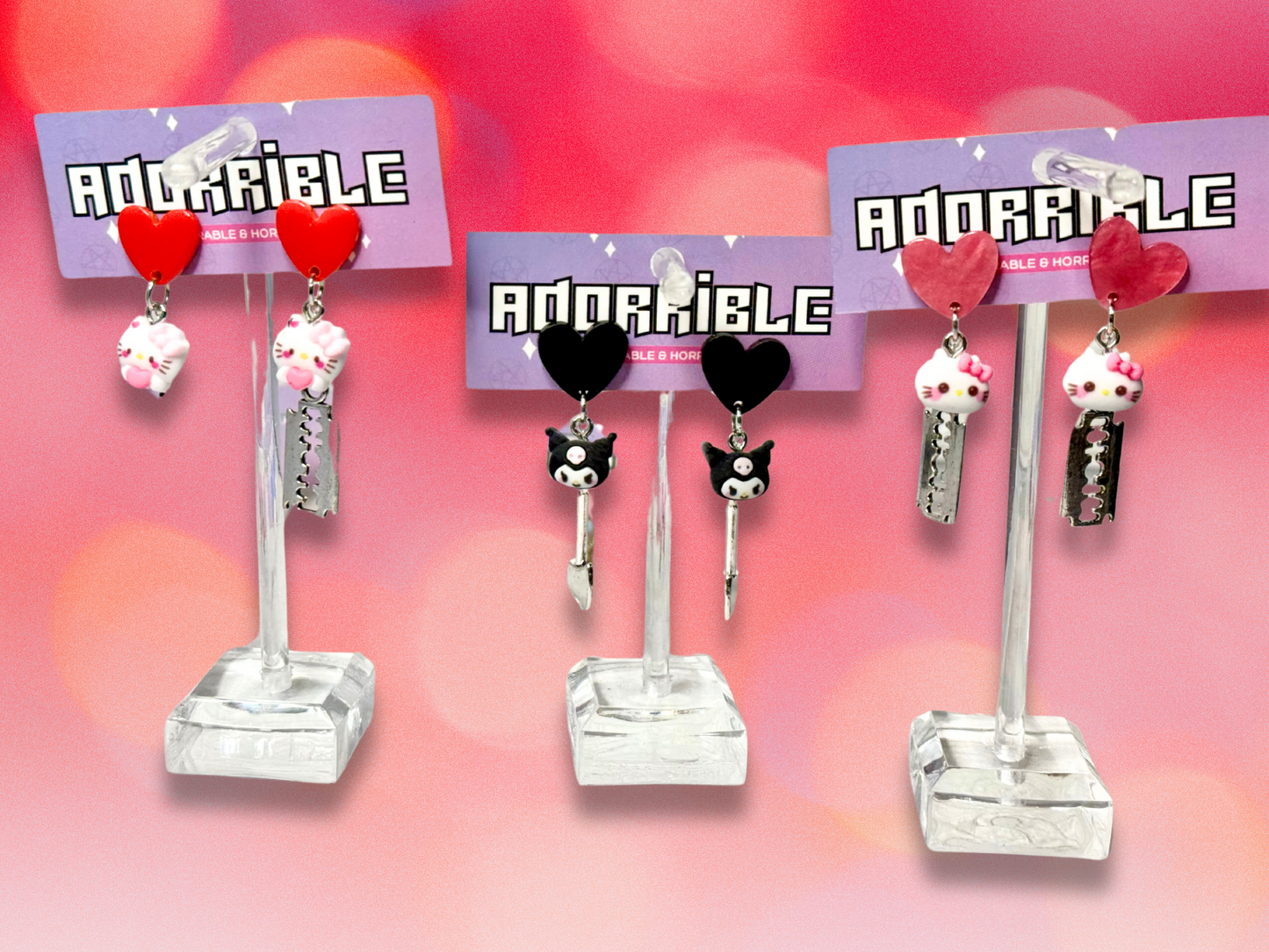 Kawaii Cutie Earrings with HK Characters and Metal Charms