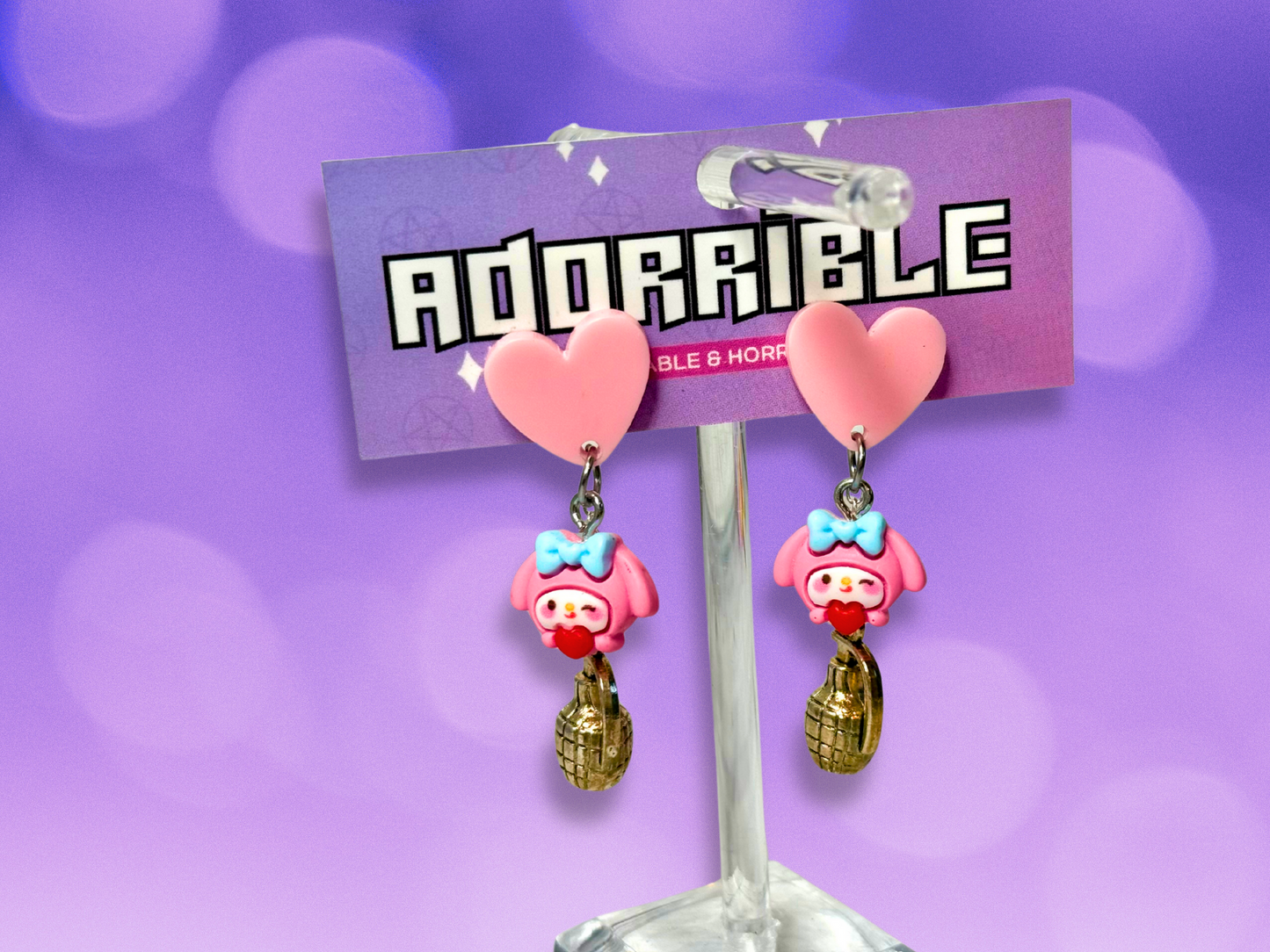Kawaii Cutie Earrings with HK Characters and Metal Charms