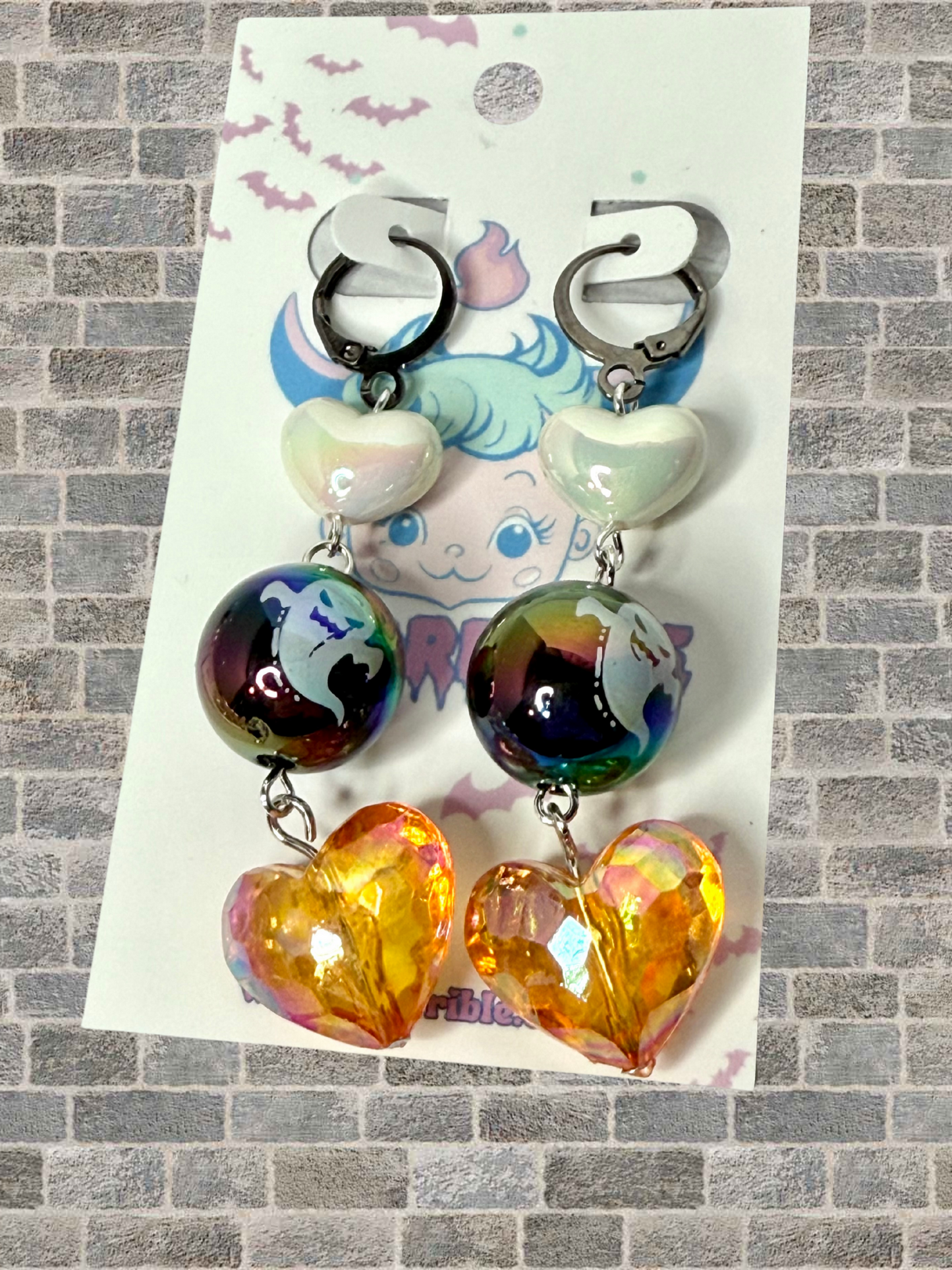 Spooky Sparkly Bead Dangle Earrings