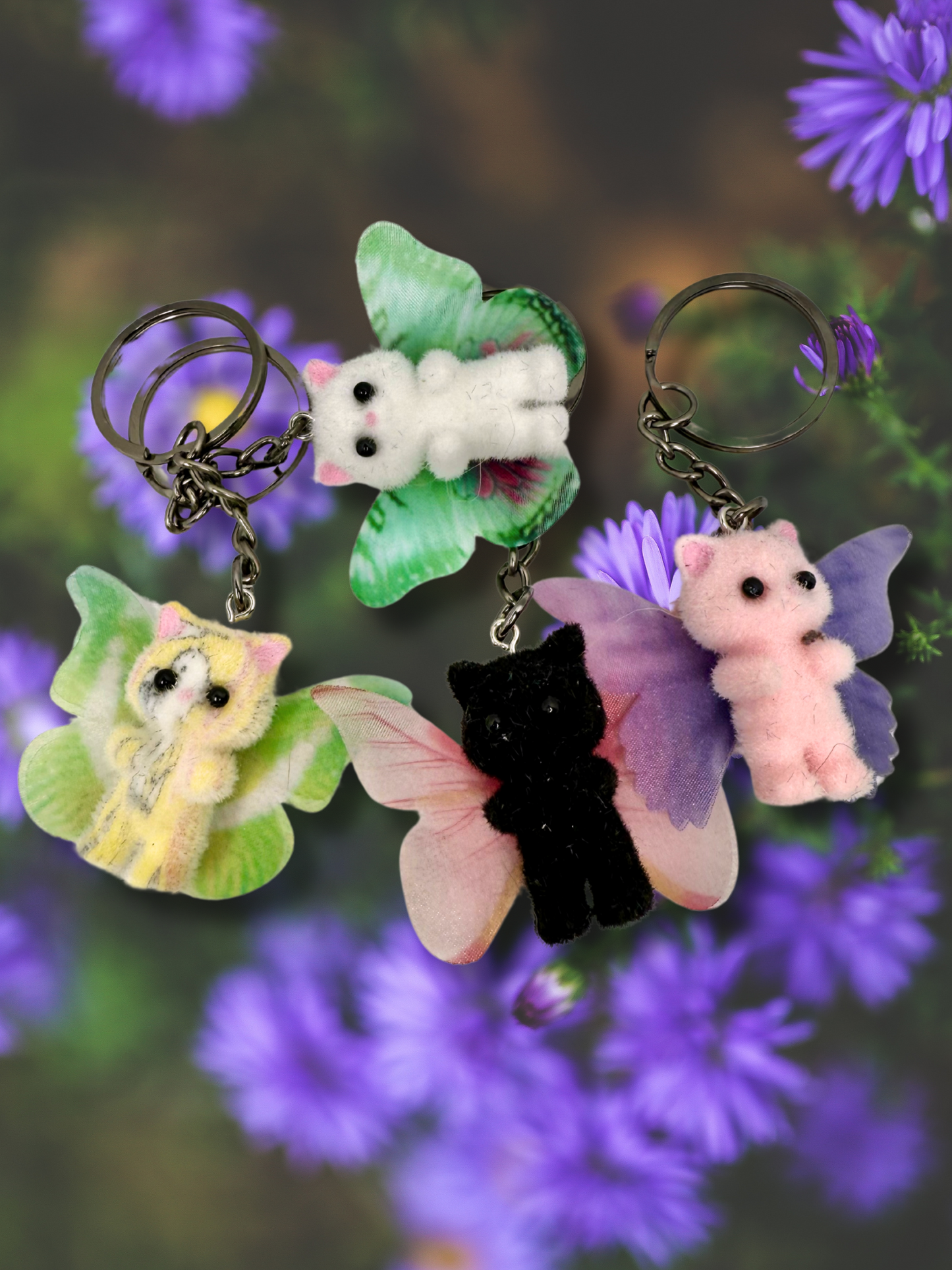 Butterfly Wing Cat Keychains
