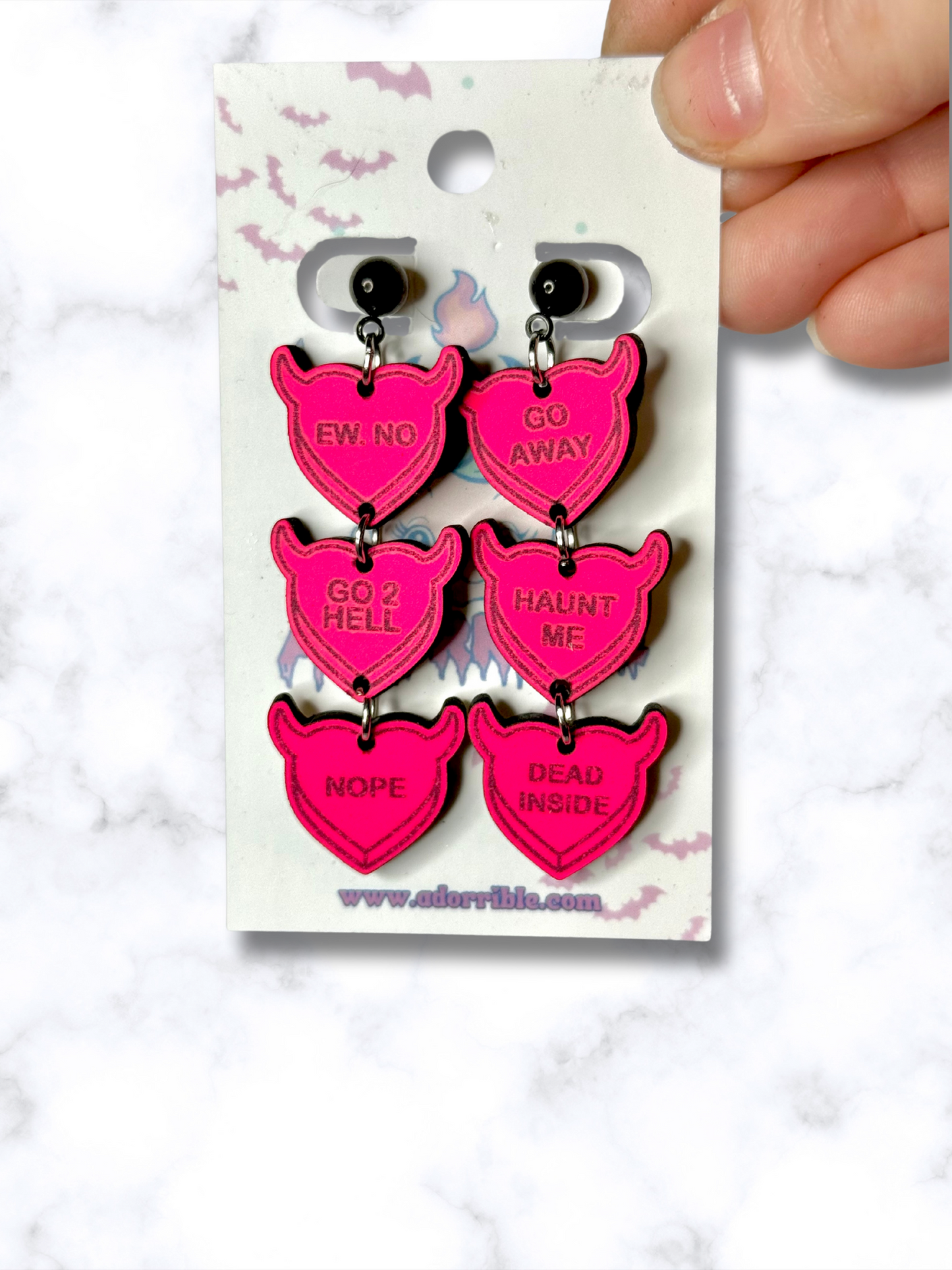Devilish Conversation Heart Earrings