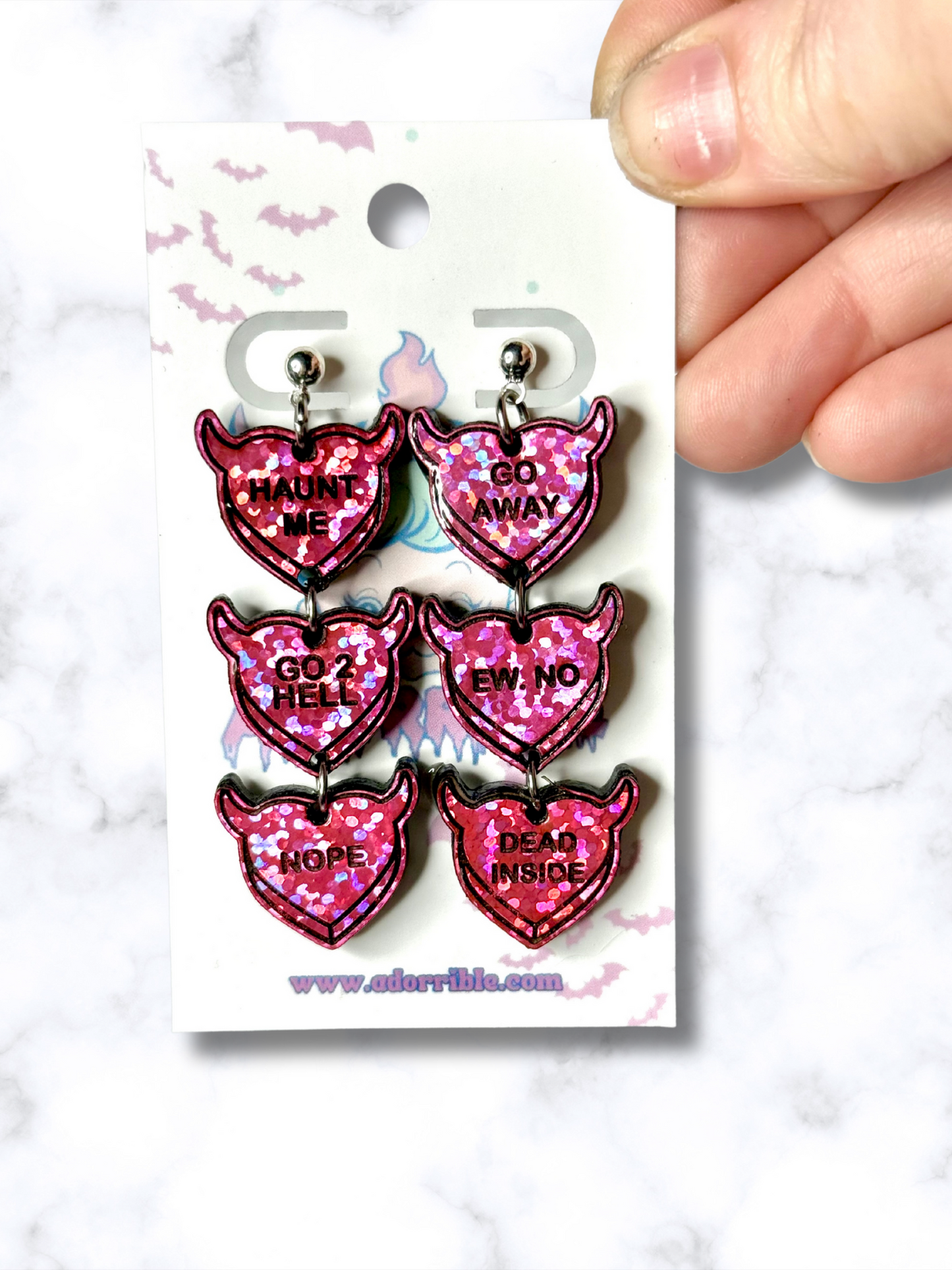 Devilish Conversation Heart Earrings