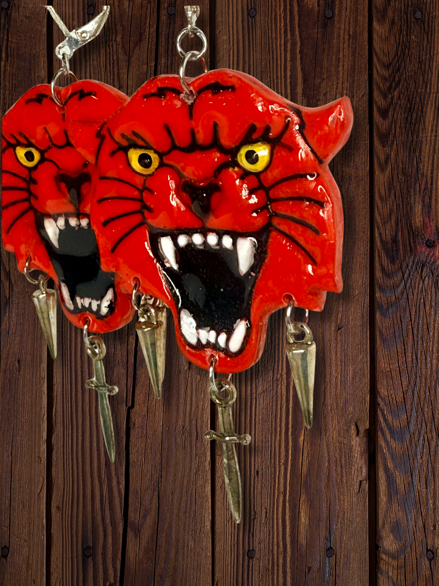 Tiger Earrings with Dangle Charms