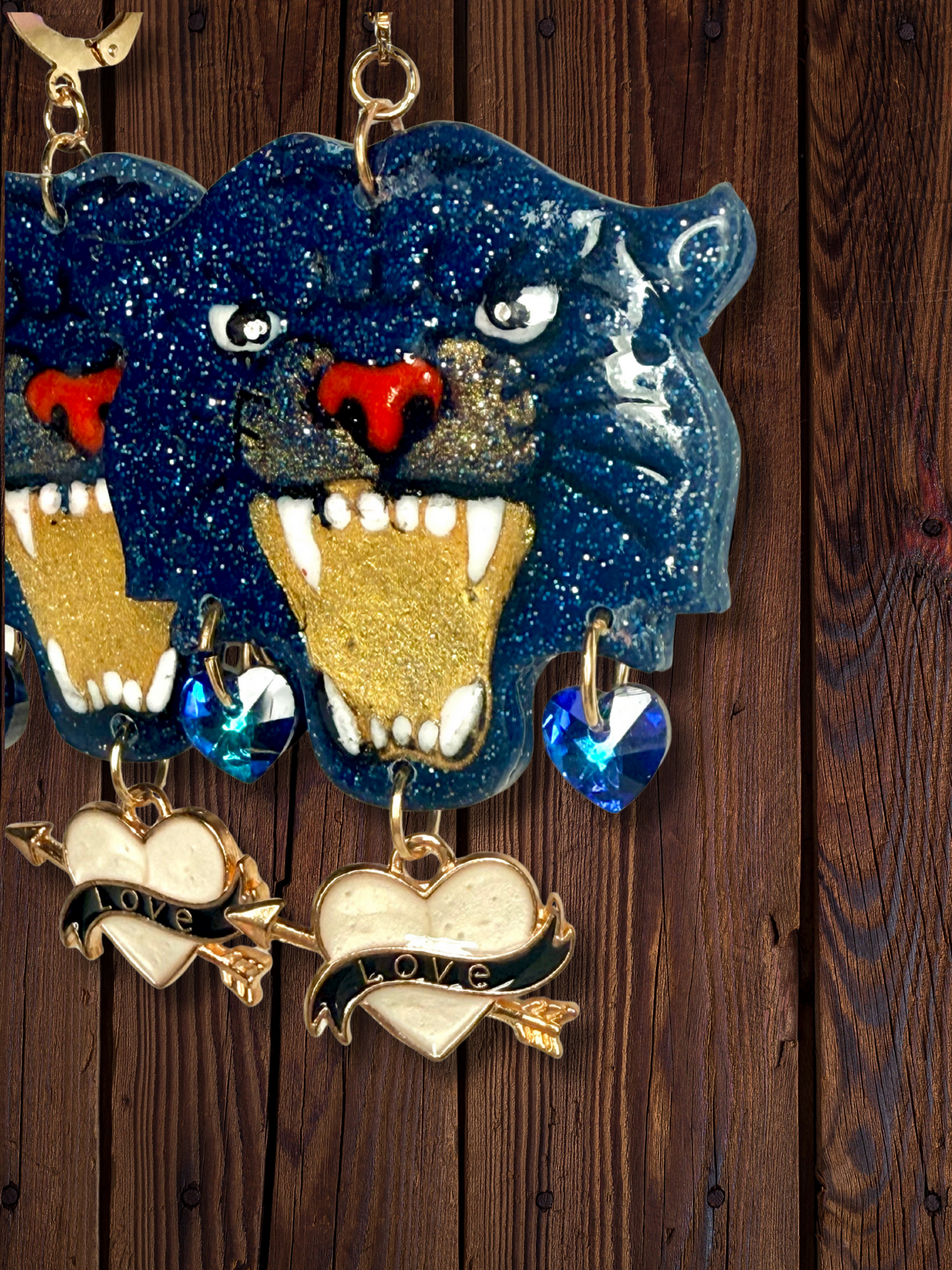 Tiger Earrings with Dangle Charms