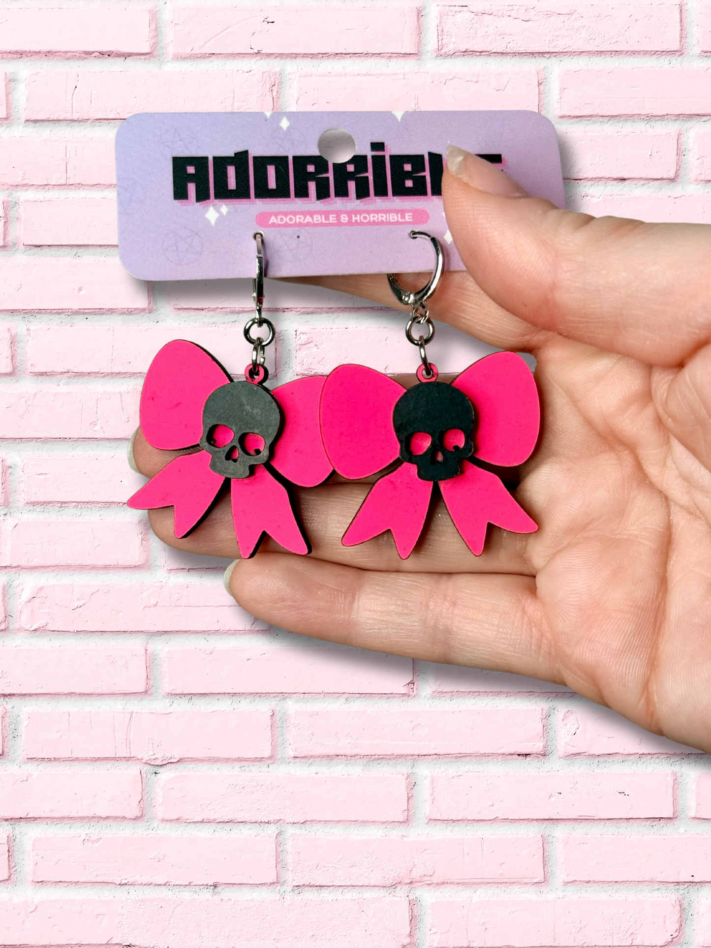 Skull Bow Dangle Earrings