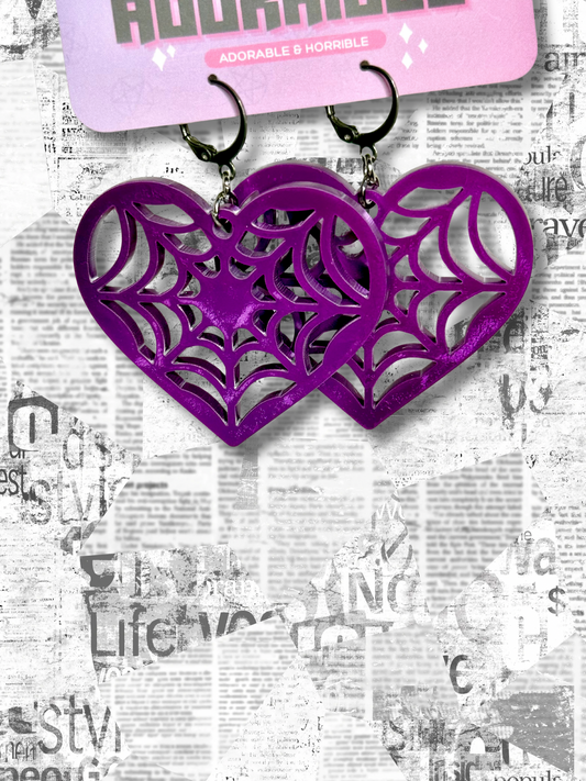Heart Shaped Spiderweb Earrings