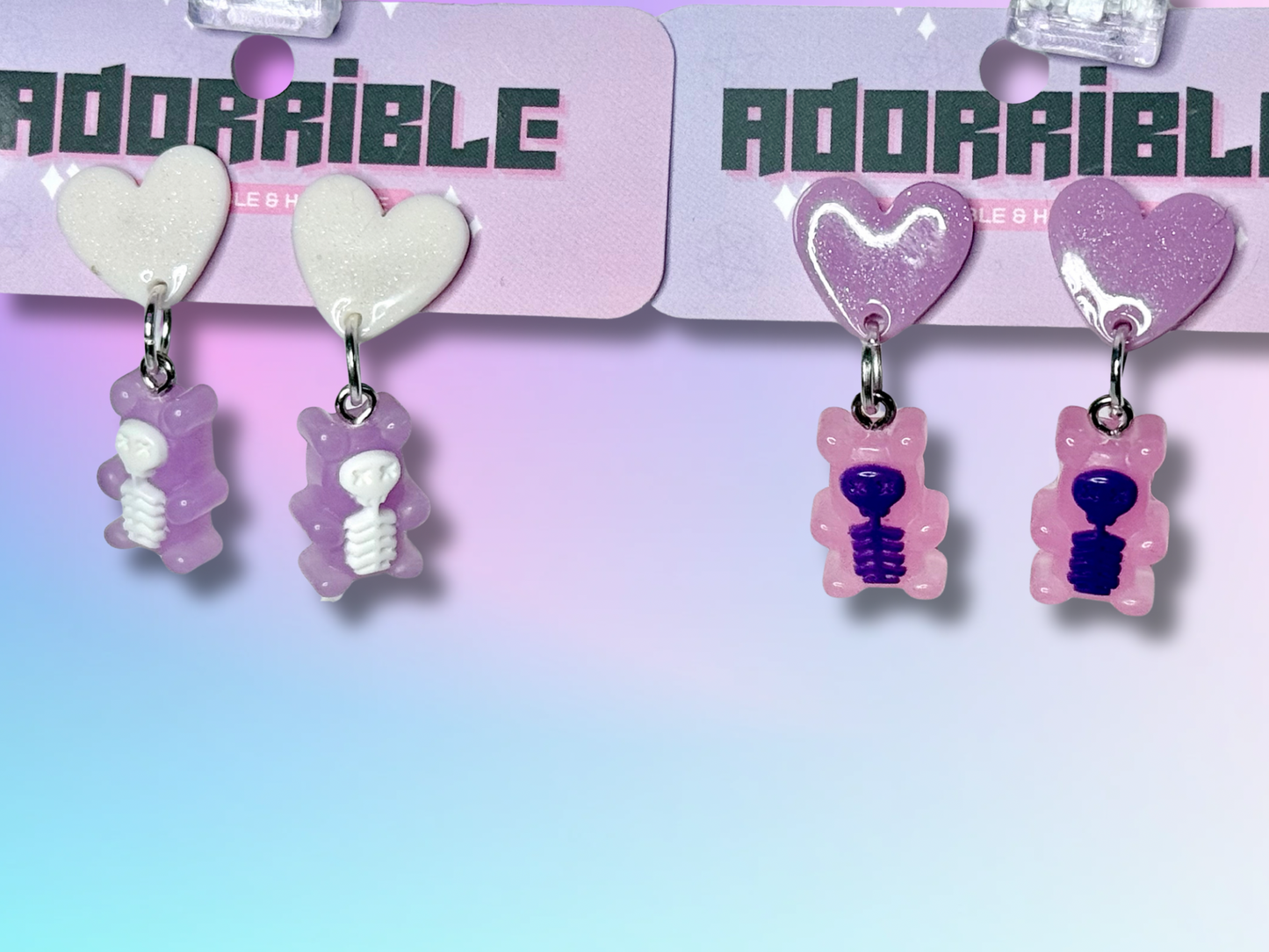 Electrified Skeleton Gummi Bear Dangle Earrings
