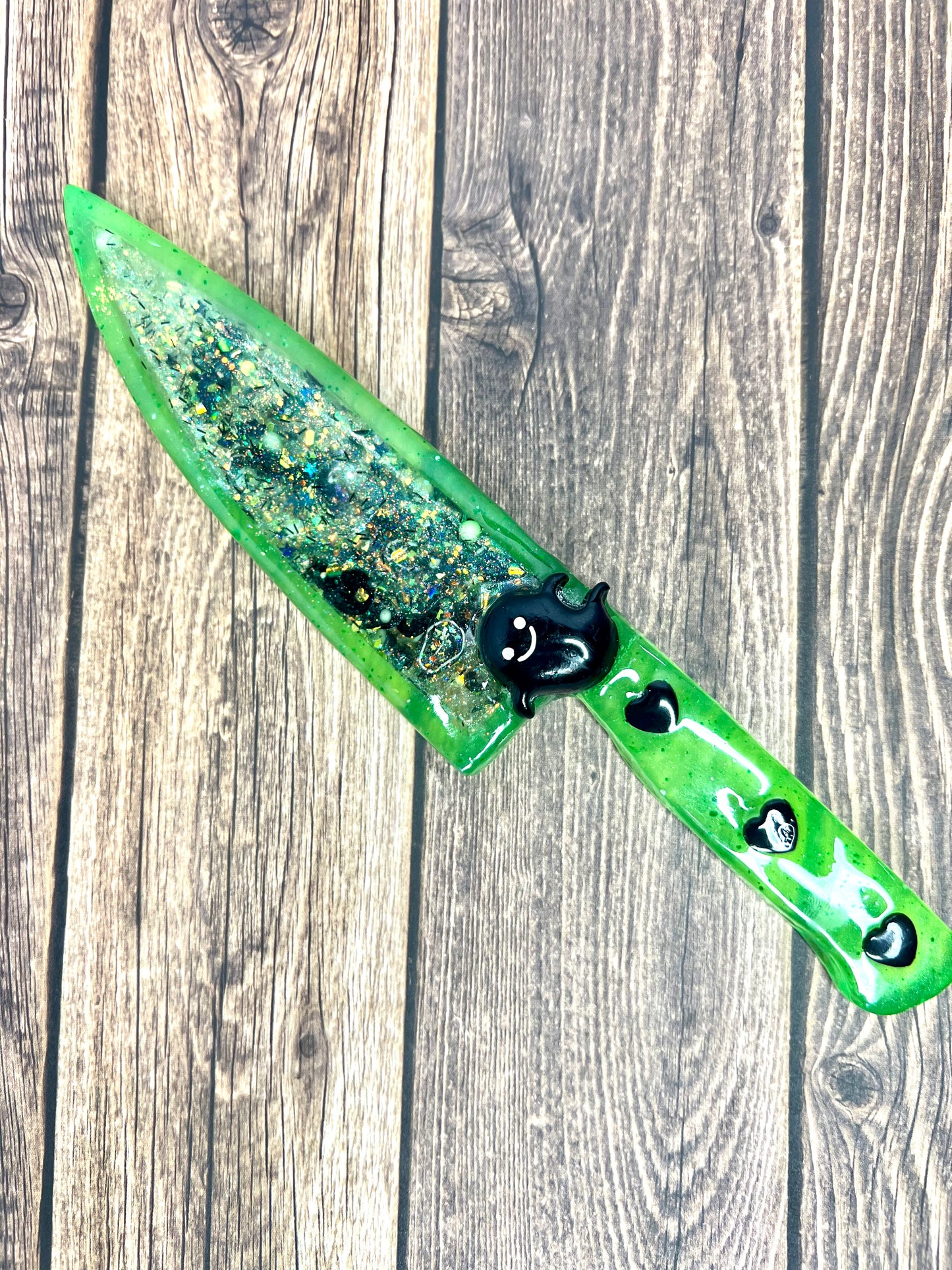 Neon Green Shaker Snow Globe Stress Relief Stim Dagger Decoration