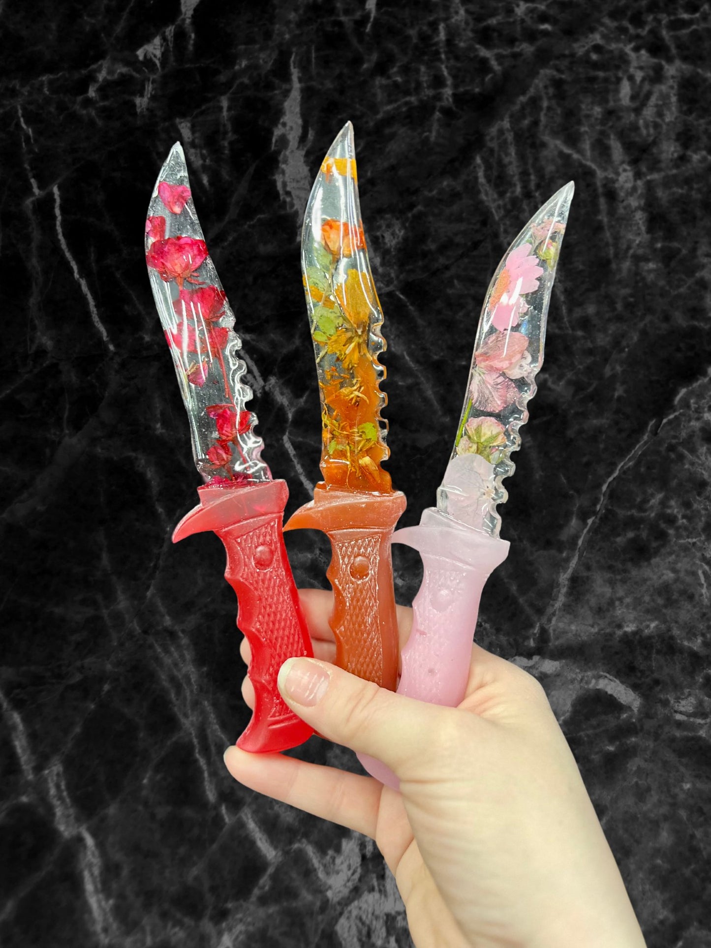 Large Color Flower Resin Decorative Fake Dagger - Adorrible