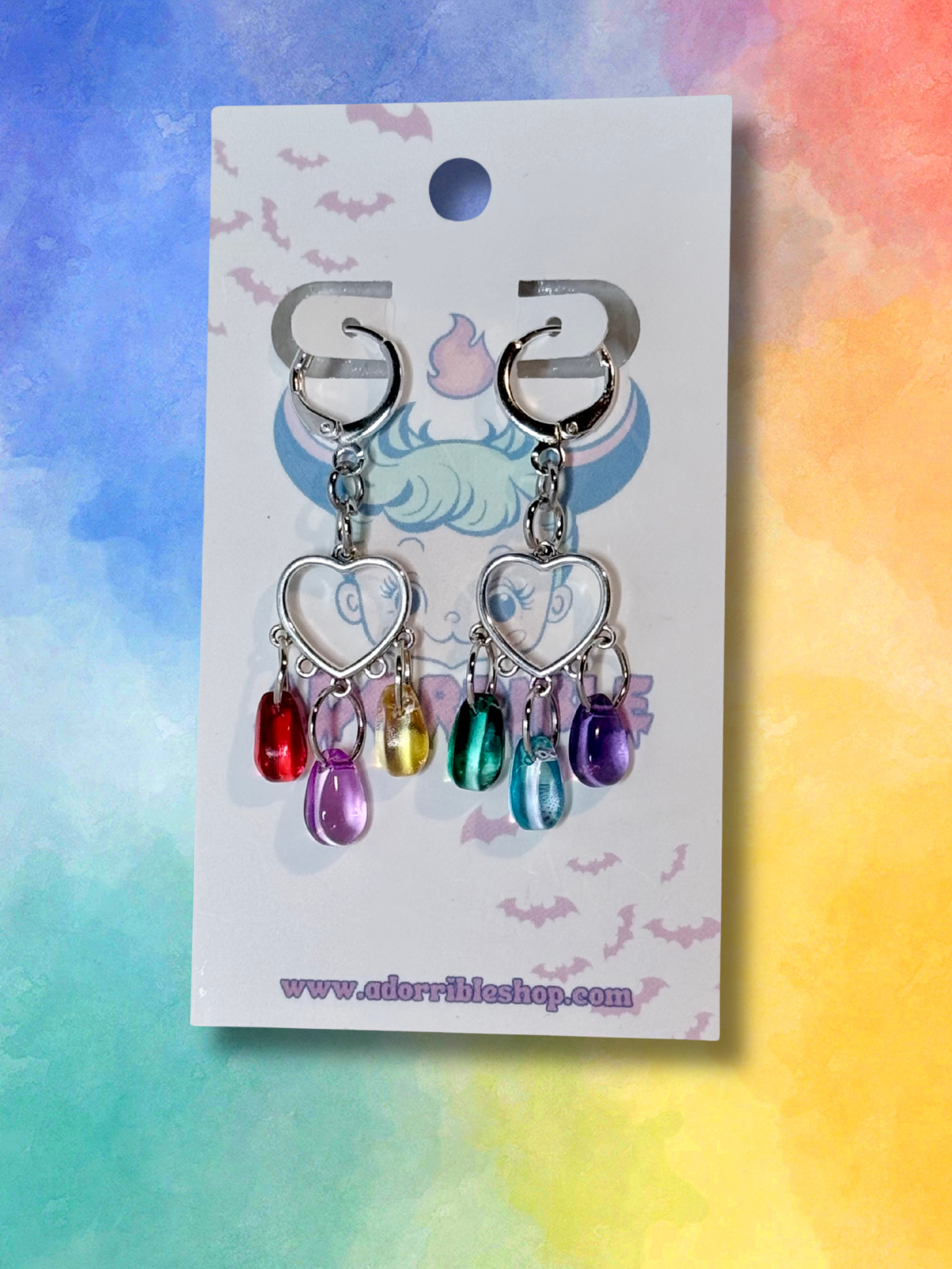 LGBTQ Pride Heart Chandelier Earrings