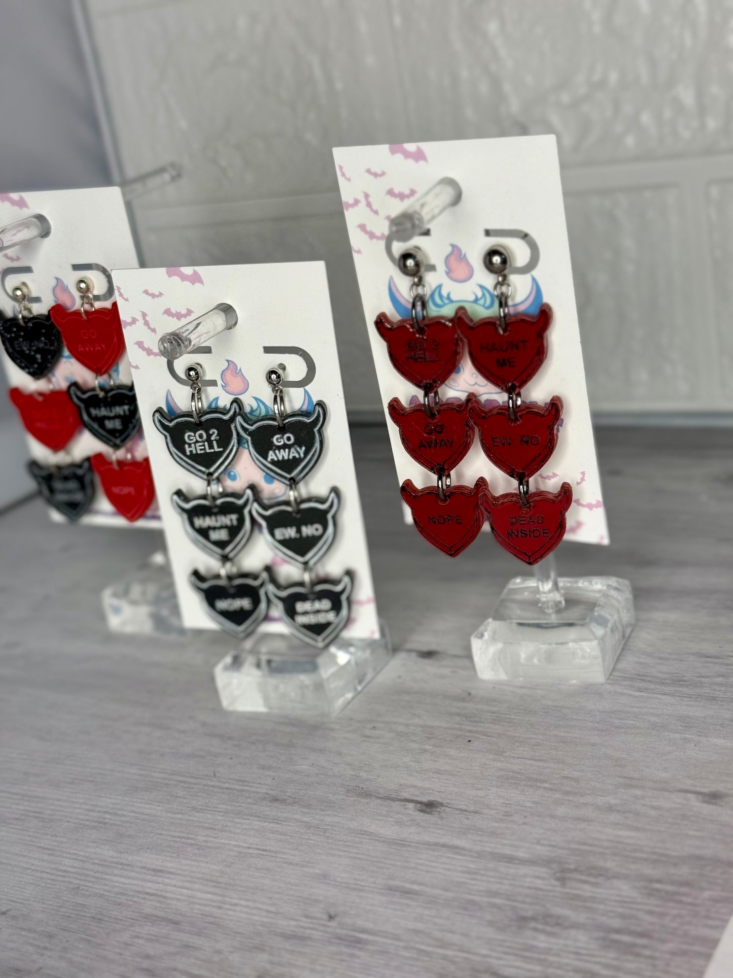 Devilish Conversation Heart Earrings