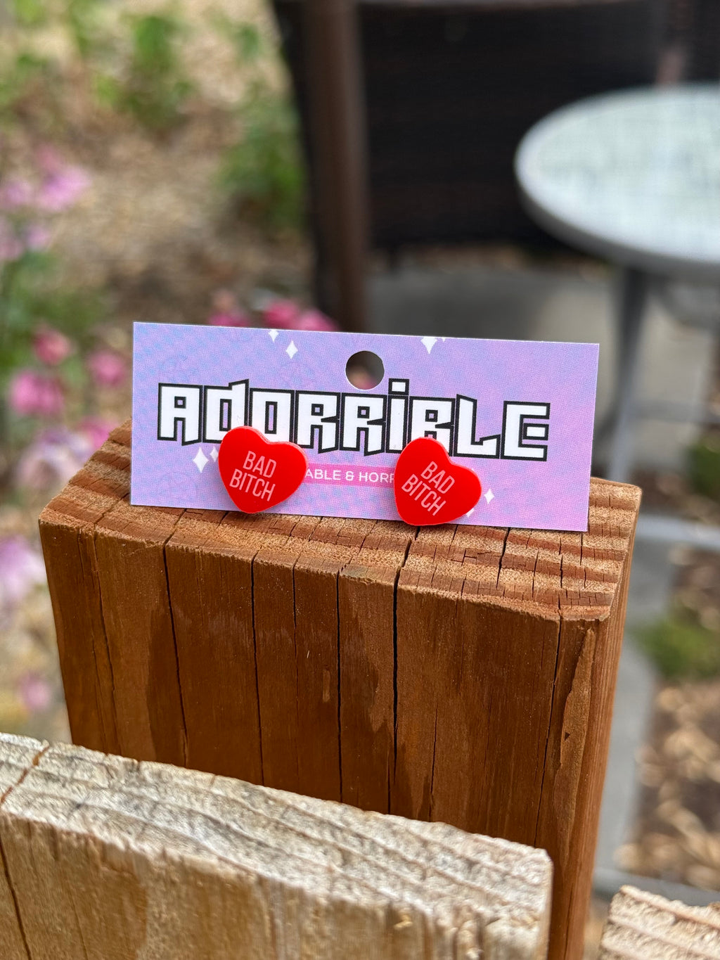 Sassy Sayings Heart Studs - Adorrible