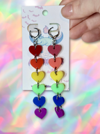 LGBTQ Long Dangle Heart Earrings