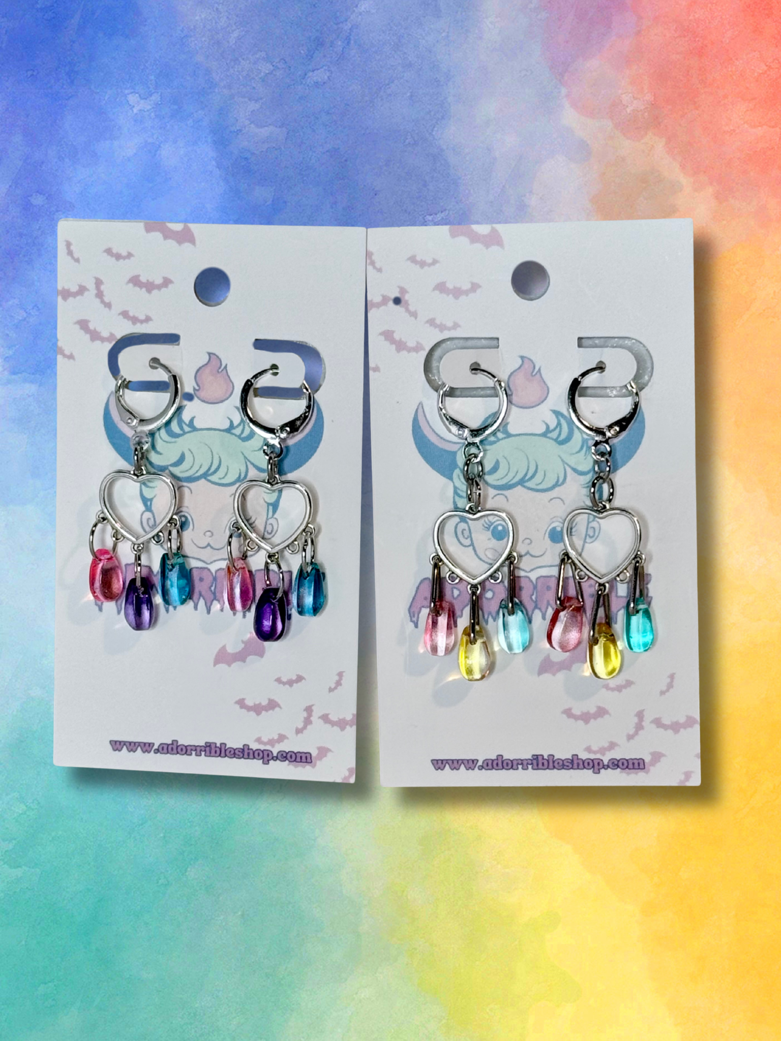 LGBTQ Pride Heart Chandelier Earrings