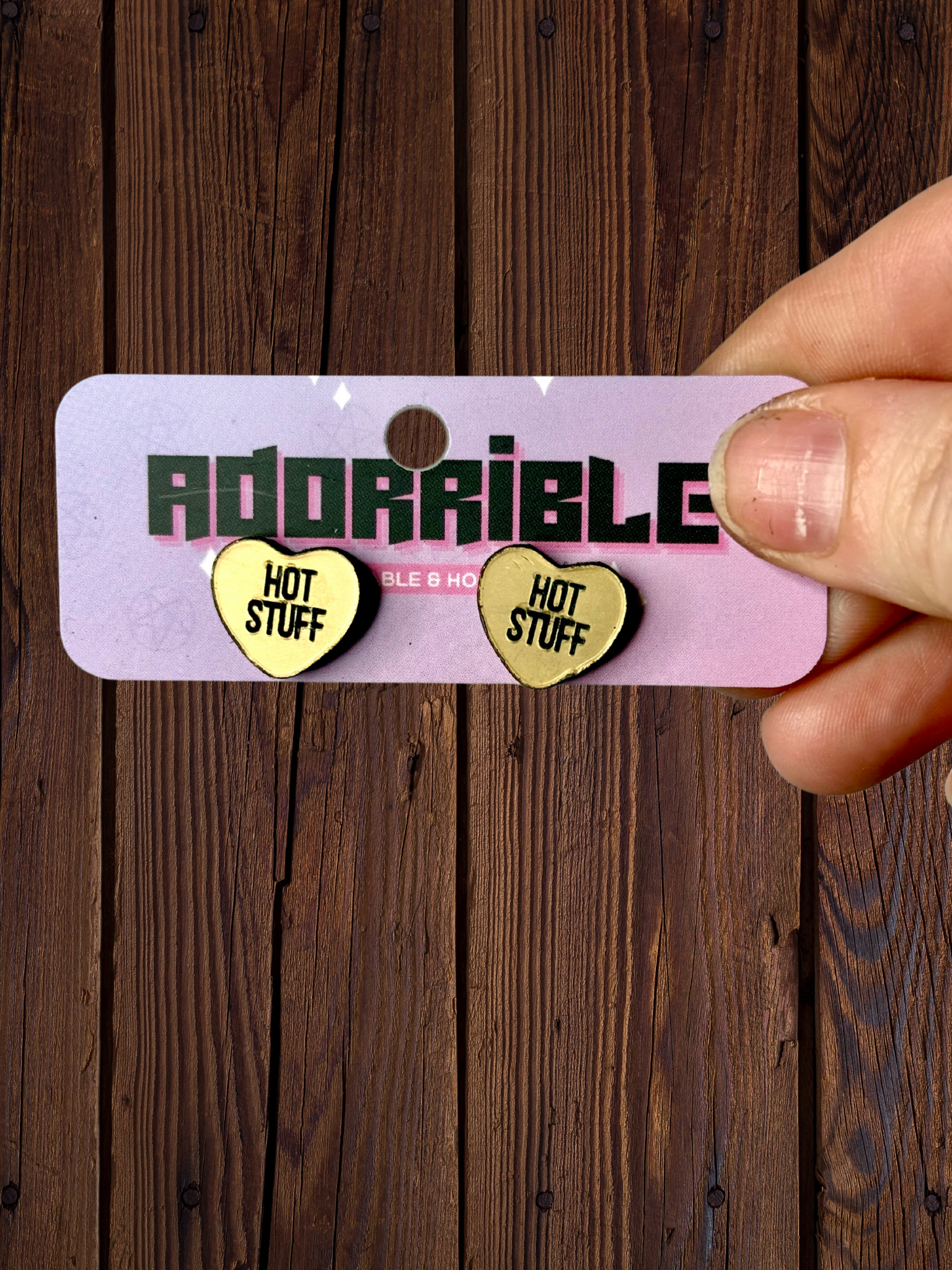 Sassy Sayings Heart Studs - Adorrible