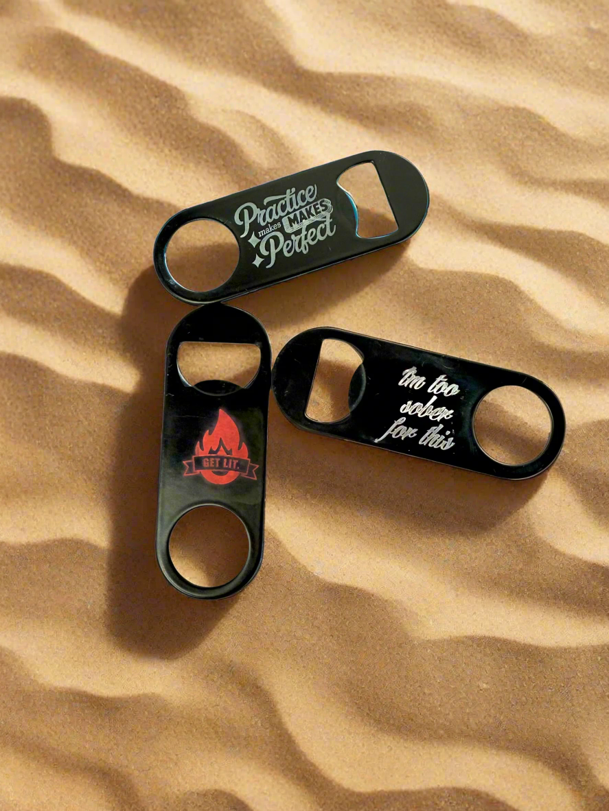 Mini Metal Etched Bottle Opener Bar Key