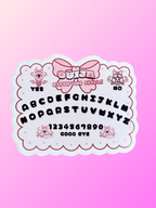 Kawaii Ouija Board sticker by Adorrible featuring colorful spooky design on a white background.