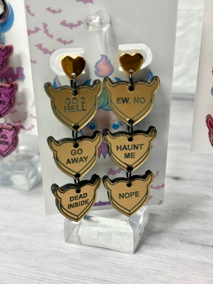 Devilish Conversation Heart Earrings