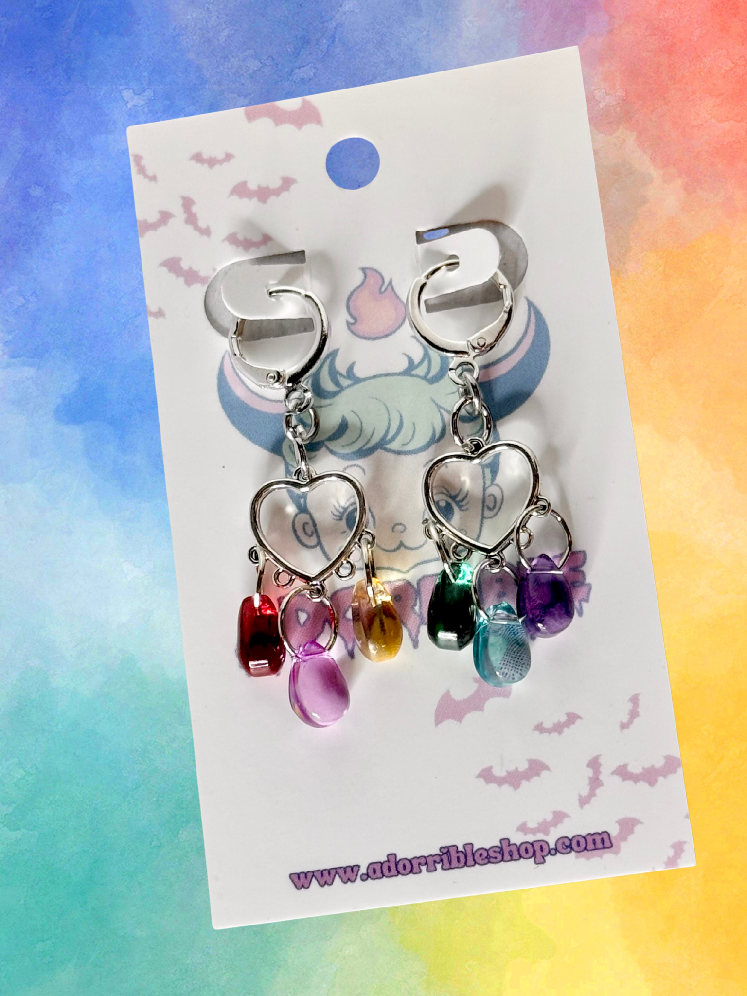 LGBTQ Pride Heart Chandelier Earrings