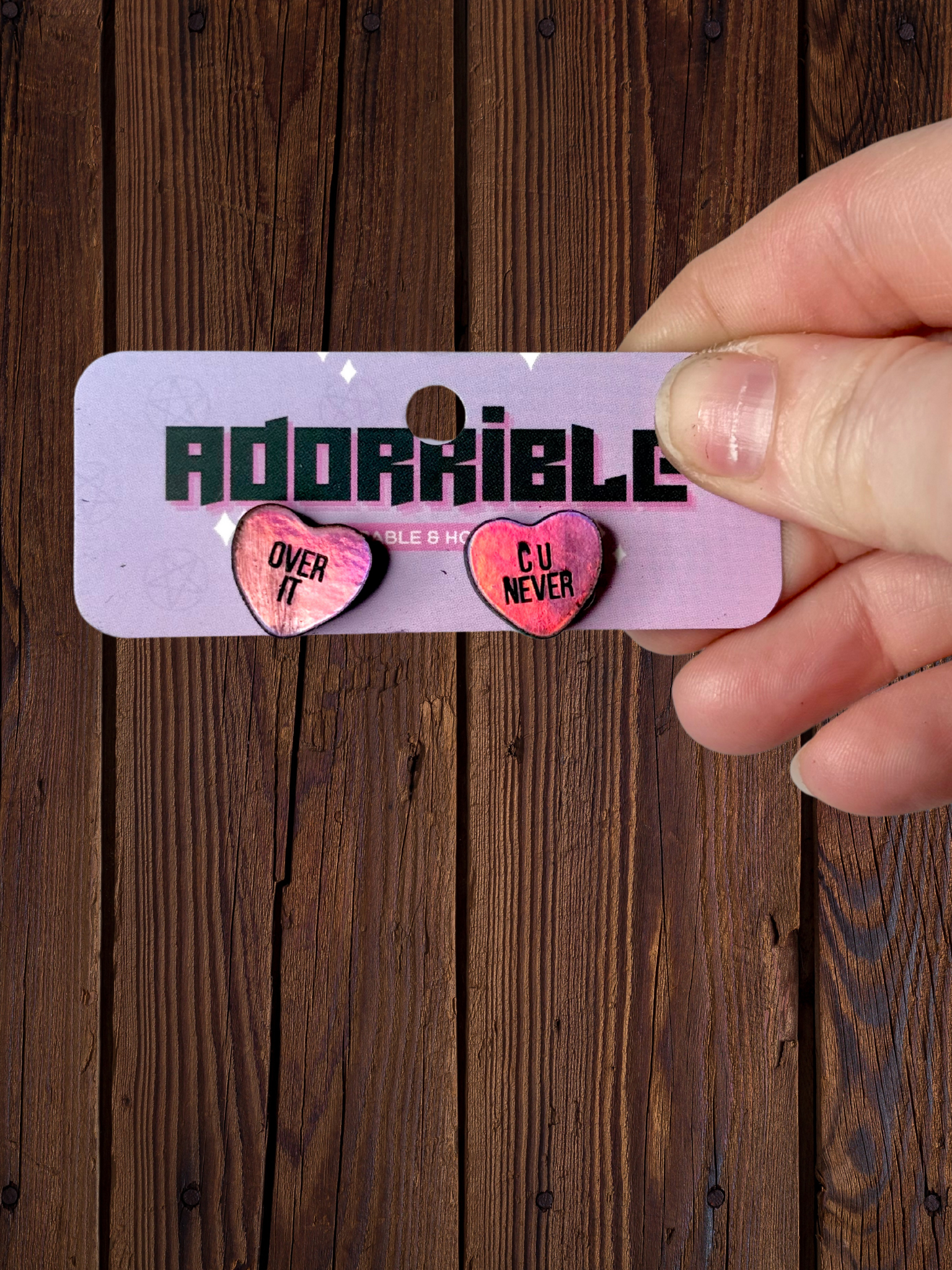 Sassy Sayings Heart Studs - Adorrible