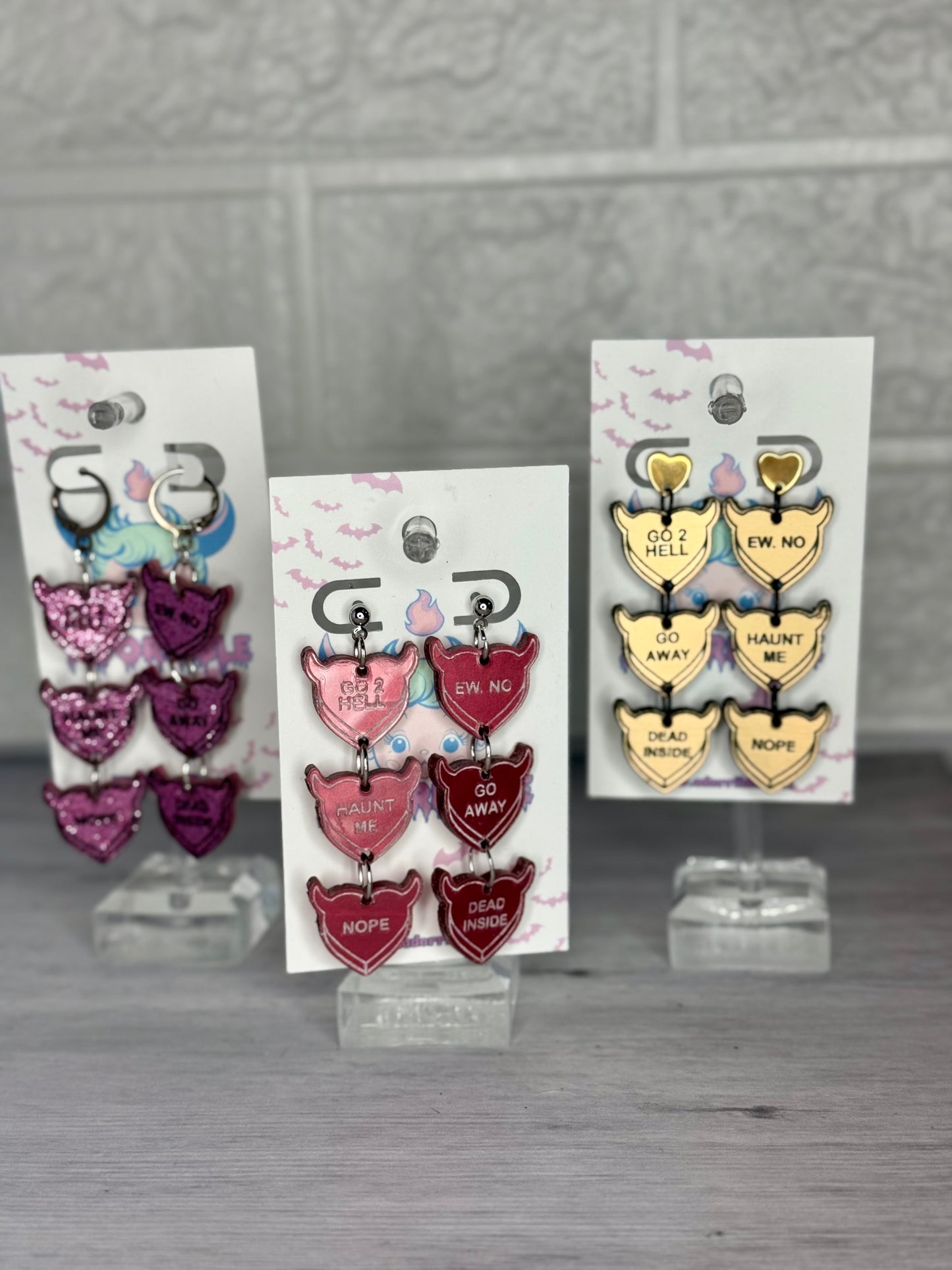 Devilish Conversation Heart Earrings
