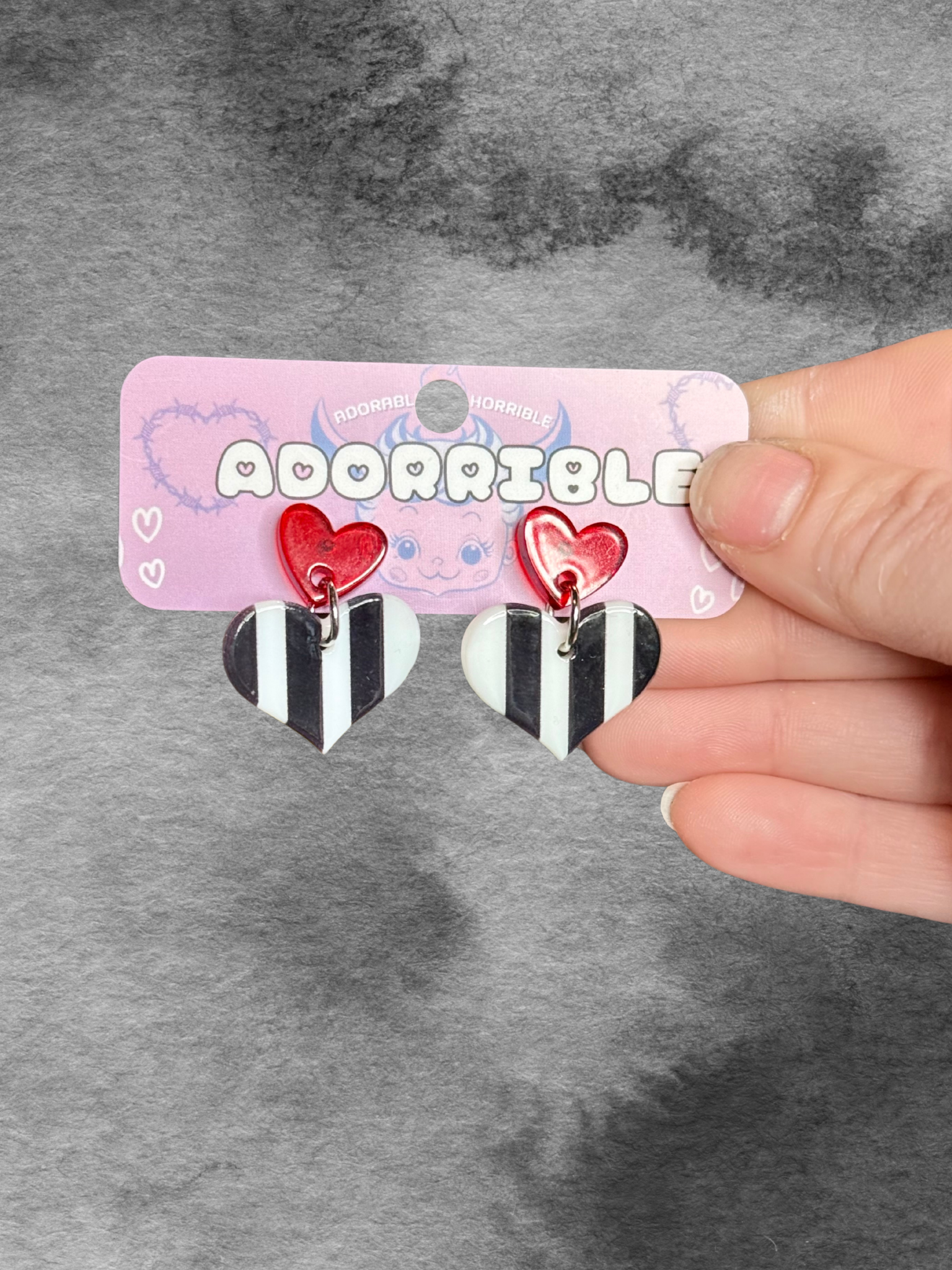 Striped Heart Earrings