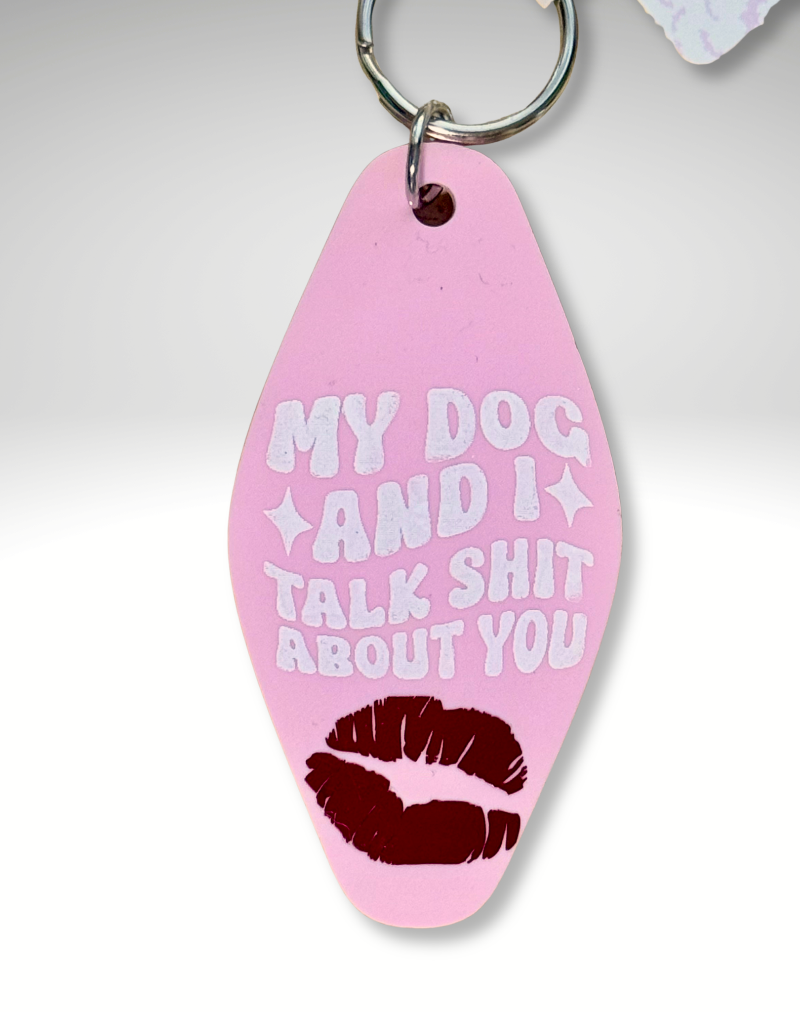 Adorrible Dog Lover Motel keychain featuring a cute dog design, perfect for pet enthusiasts and dog lovers.