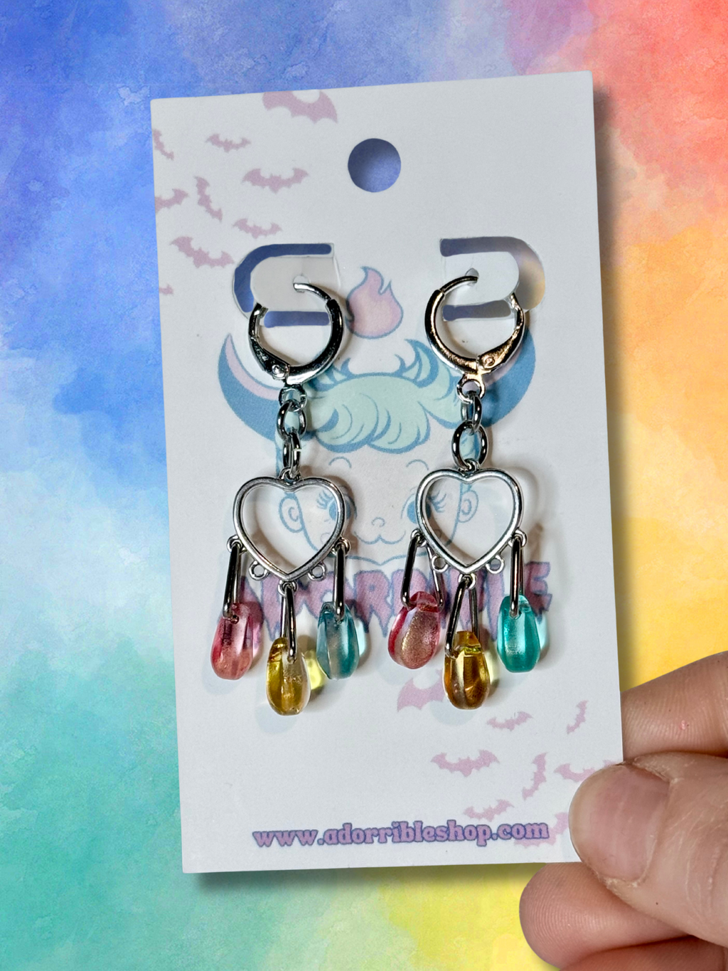 LGBTQ Pride Heart Chandelier Earrings
