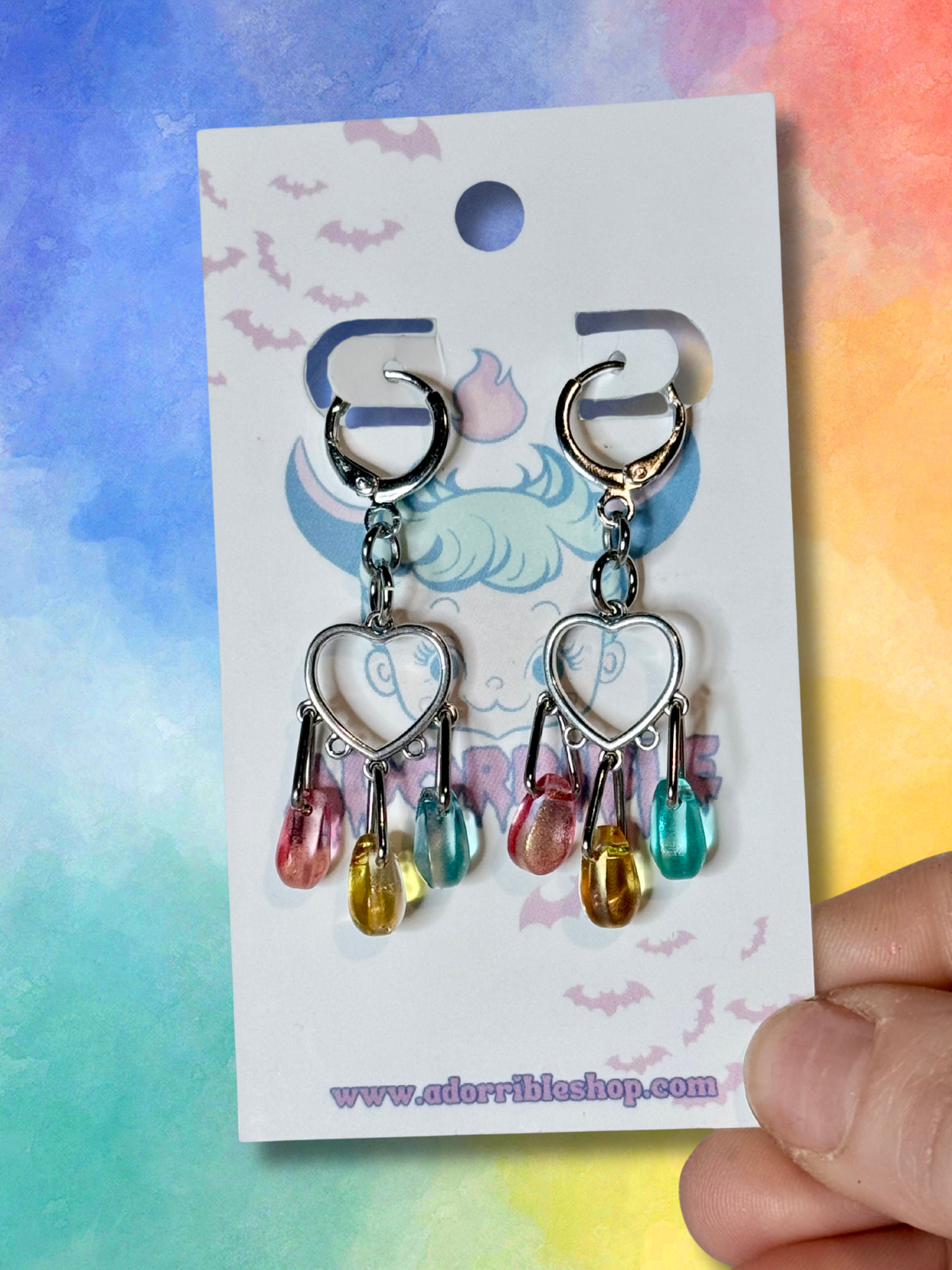 LGBTQ Pride Heart Chandelier Earrings