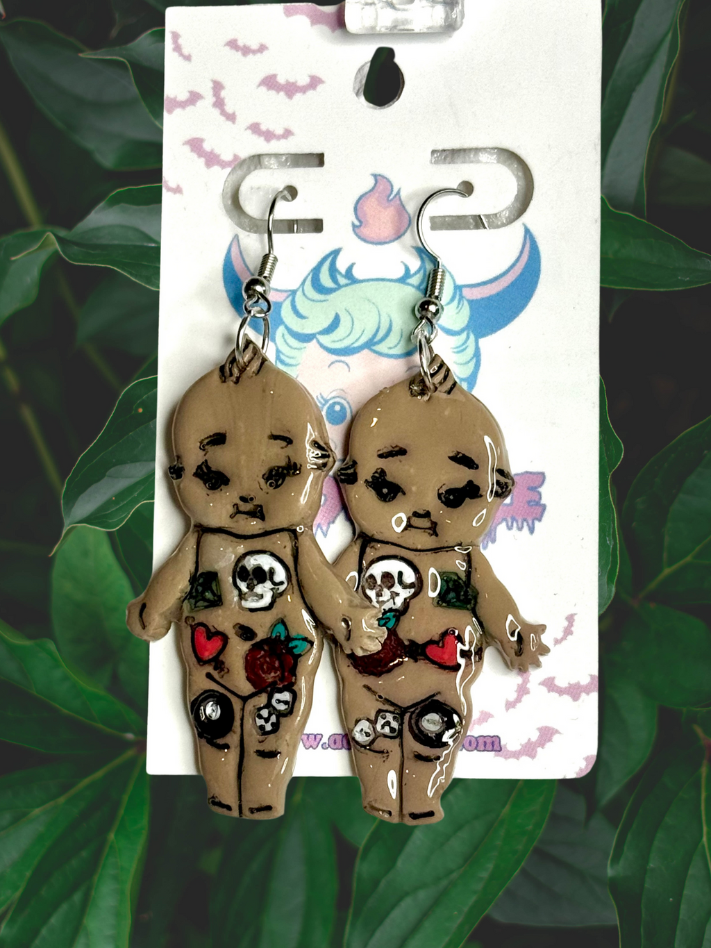 Tattoo Kewpie Baby Earrings