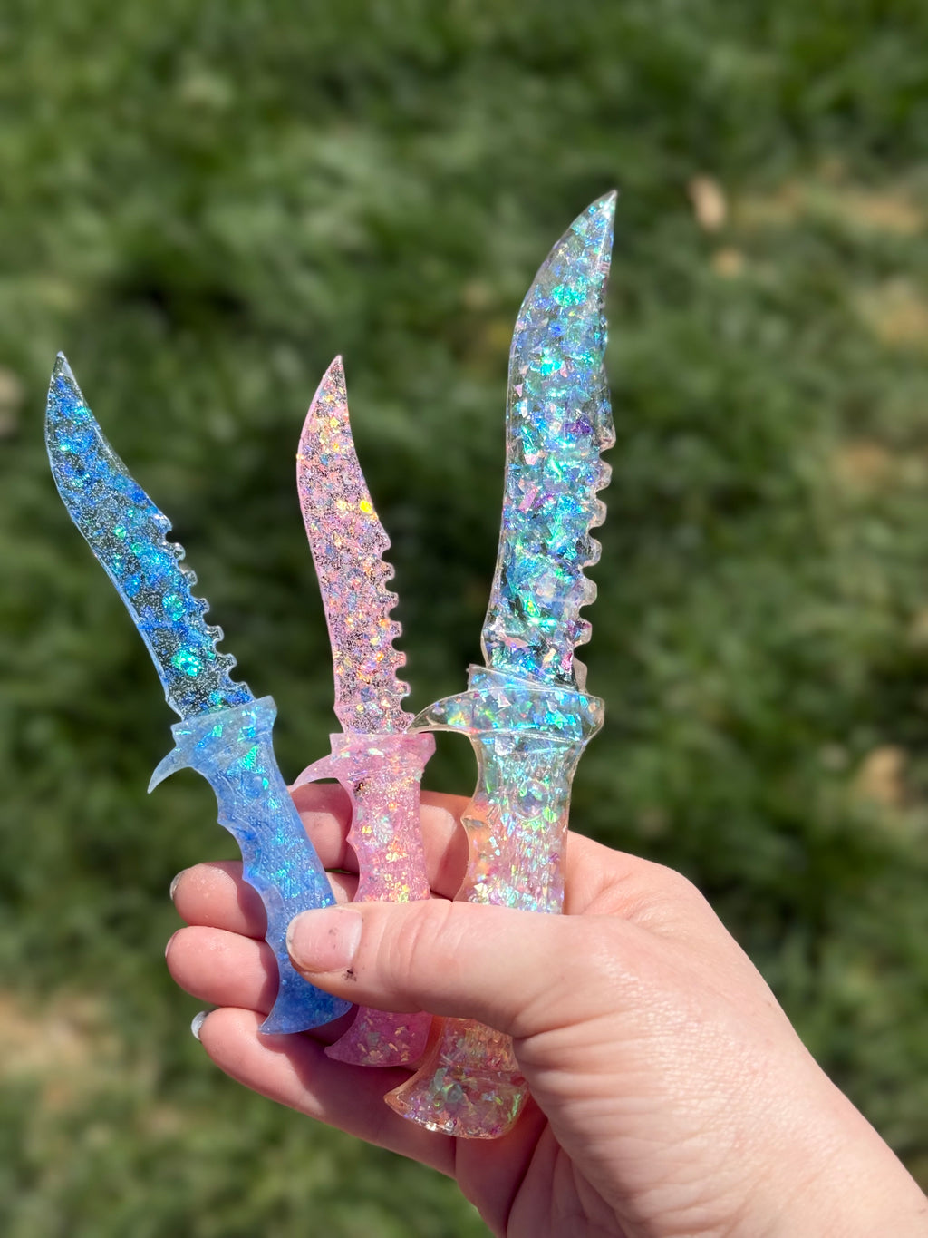 Iridescent Flake Decorative Fake Daggers