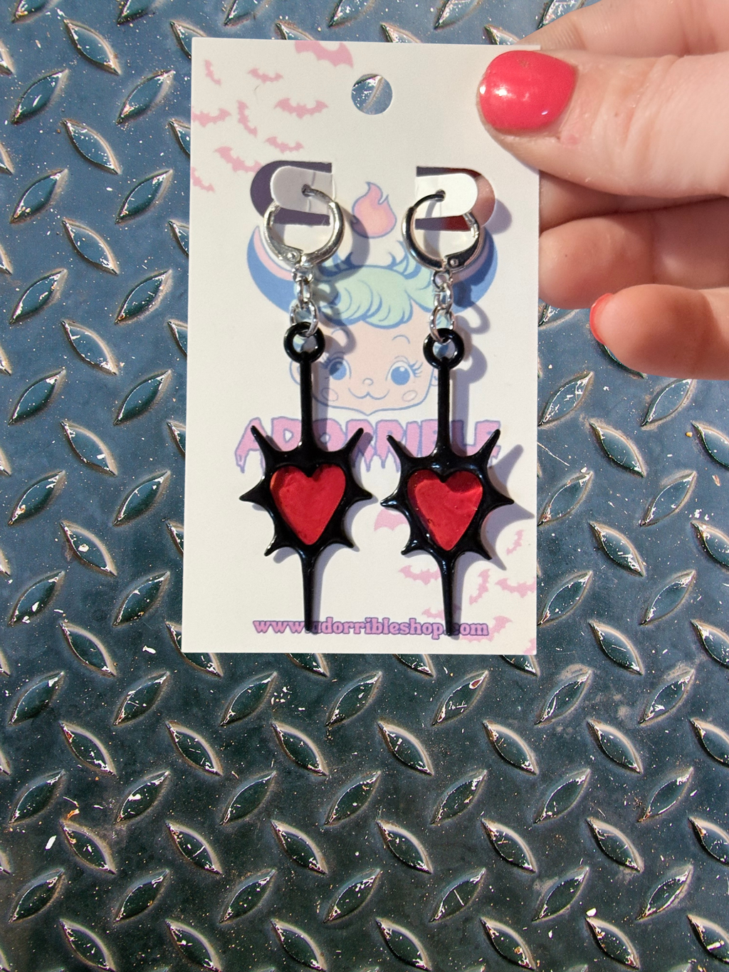 Black Spiky Heart Earrings