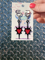 Black Spiky Heart Earrings