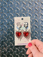 Adorrible Thorny Heart Gem Earrings featuring gold-tone earrings with intricate thorny heart-shaped design and sparkling gemstones