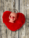 Goth Baby Keychain with Heart Puff
