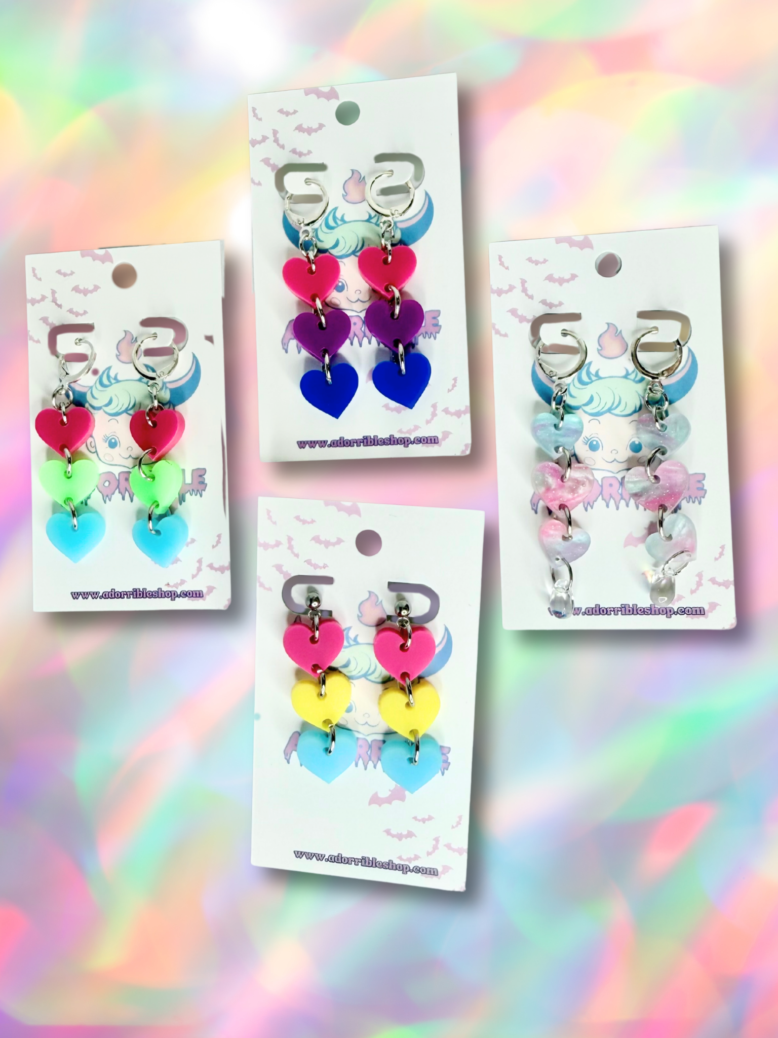 LGBTQ Long Dangle Heart Earrings