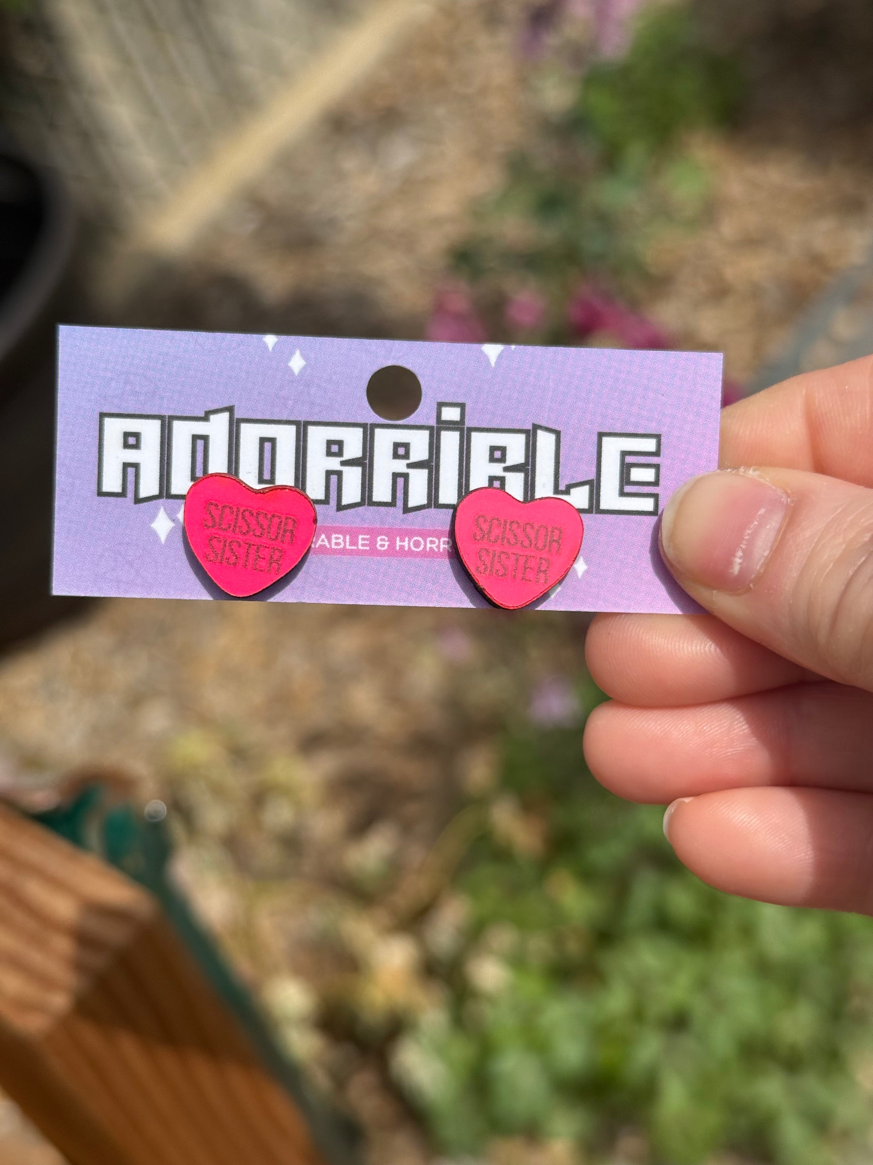 Sassy Sayings Heart Studs - Adorrible