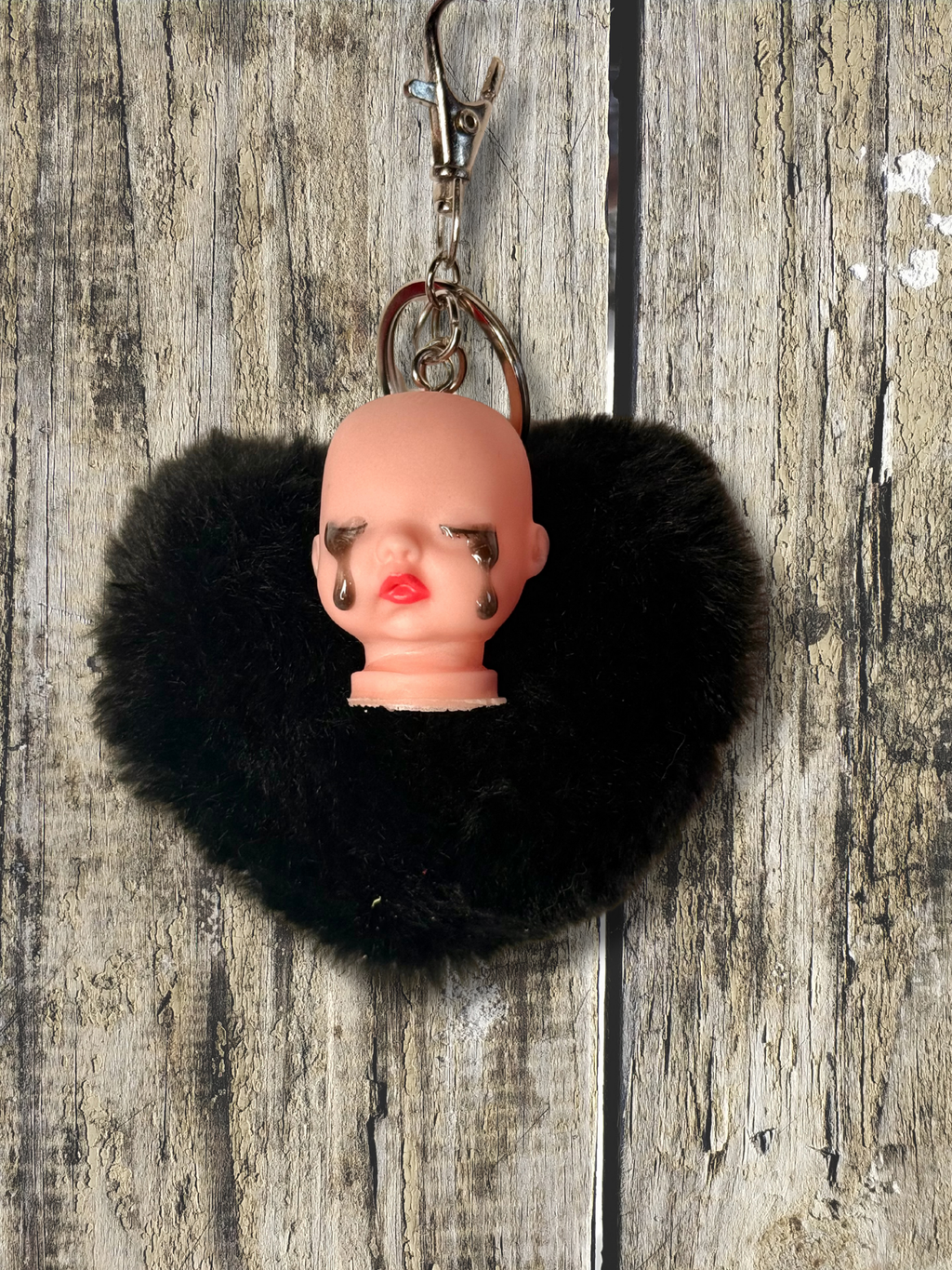 Goth Baby Keychain with Heart Puff