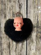 Goth Baby Keychain with Heart Puff